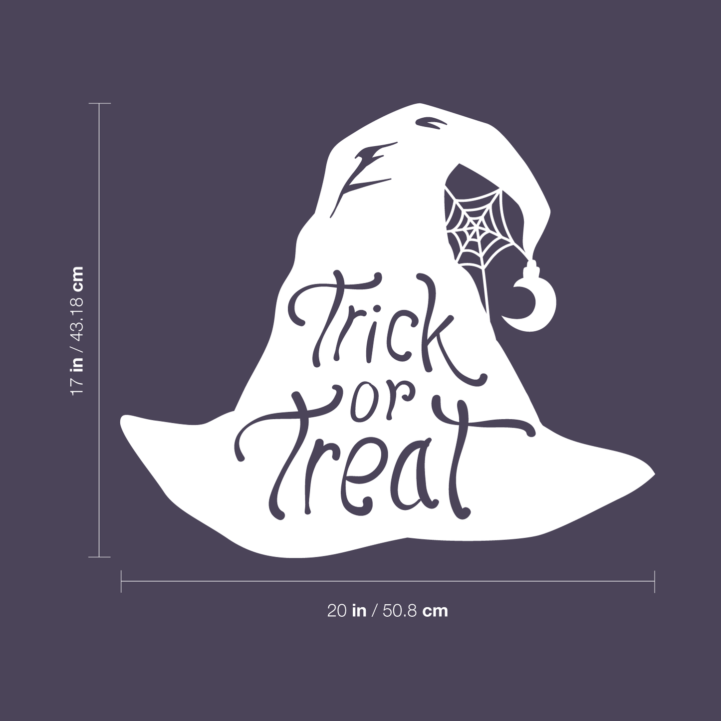 Vinyl Wall Art Decal - Trick Or Treat Magic Hat - 17" x 20" - Trendy Spooky Halloween Quote for Home Entryway Front Door Store Coffee Shop Restaurant Seasonal Decoration Sticker