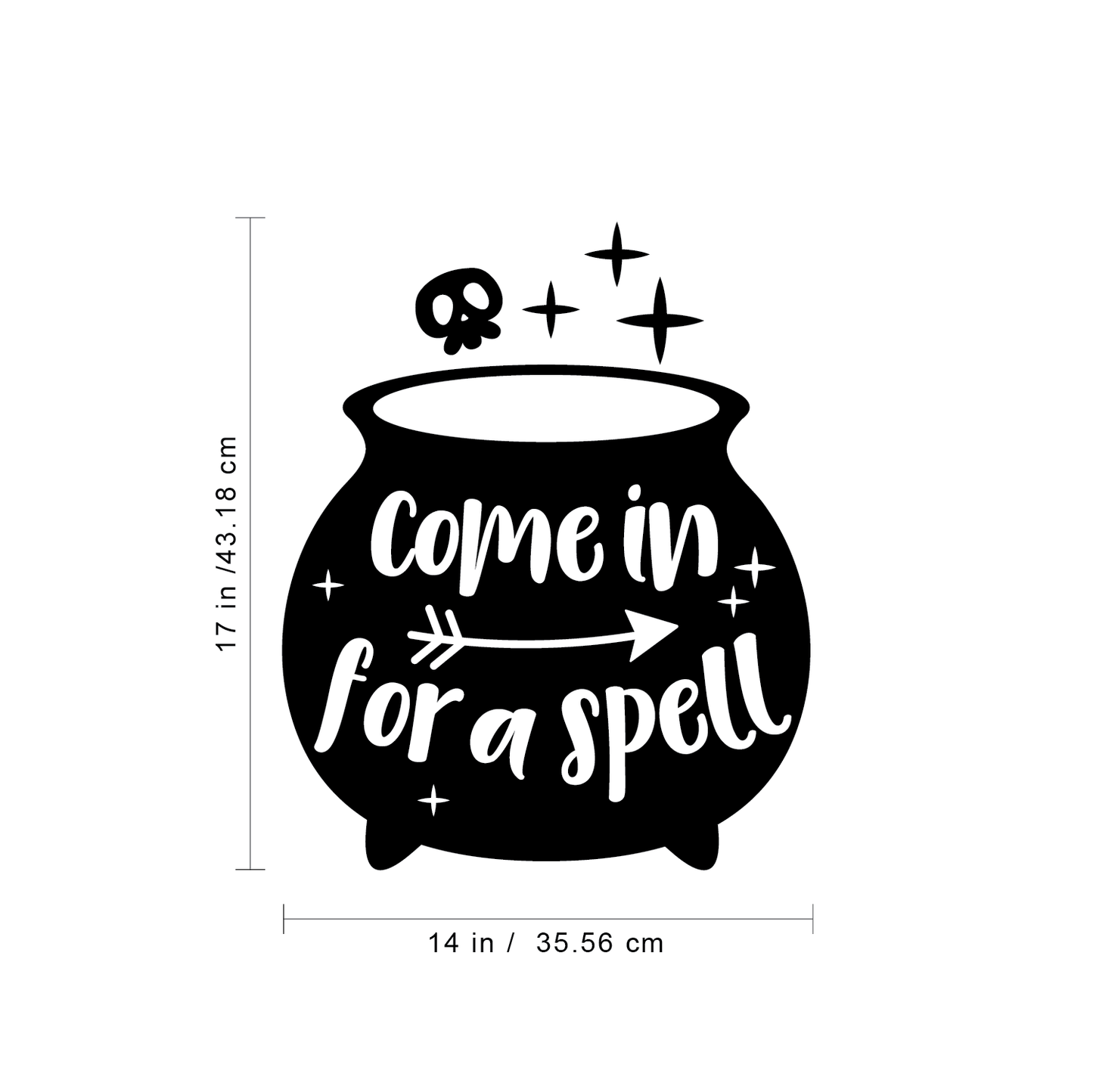 Vinyl Wall Art Decal - Come in for A Spell - 17" x 14" - Modern Funny Halloween Quote for Home Entryway Front Door Store Coffee Shop Restaurant Seasonal Decoration Sticker