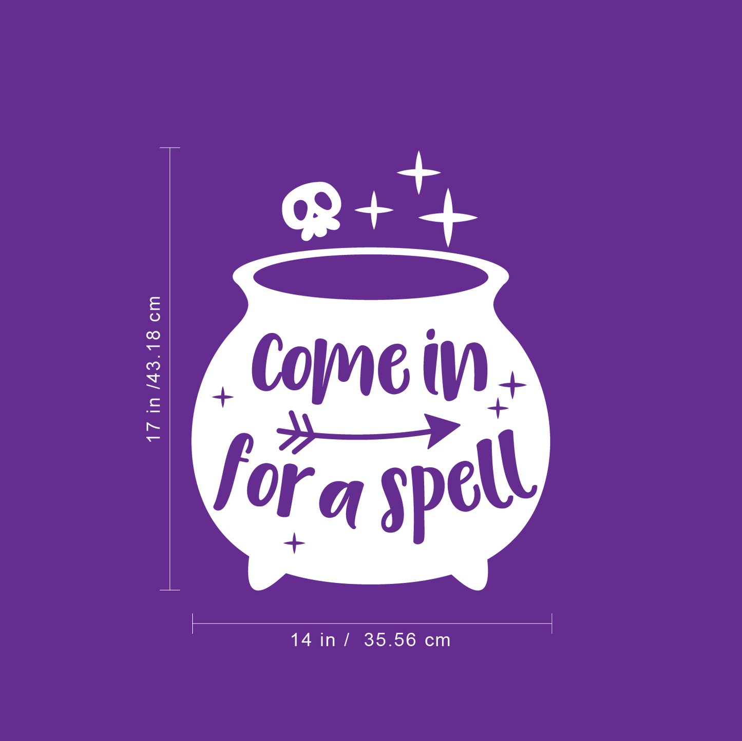 Vinyl Wall Art Decal - Come in for A Spell - 17" x 14" - Modern Funny Halloween Quote for Home Entryway Front Door Store Coffee Shop Restaurant Seasonal Decoration Sticker