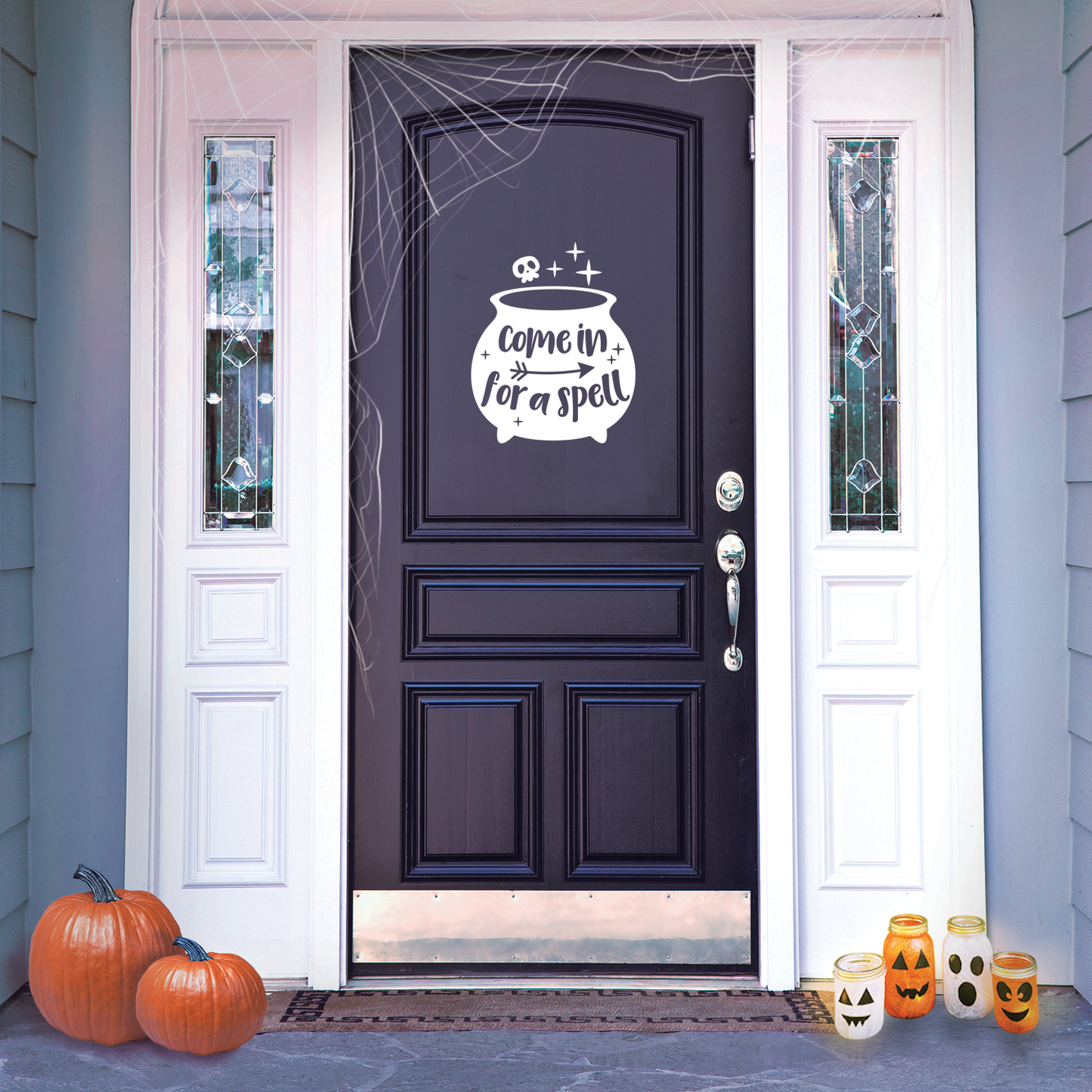 Vinyl Wall Art Decal - Come in for A Spell - 17" x 14" - Modern Funny Halloween Quote for Home Entryway Front Door Store Coffee Shop Restaurant Seasonal Decoration Sticker