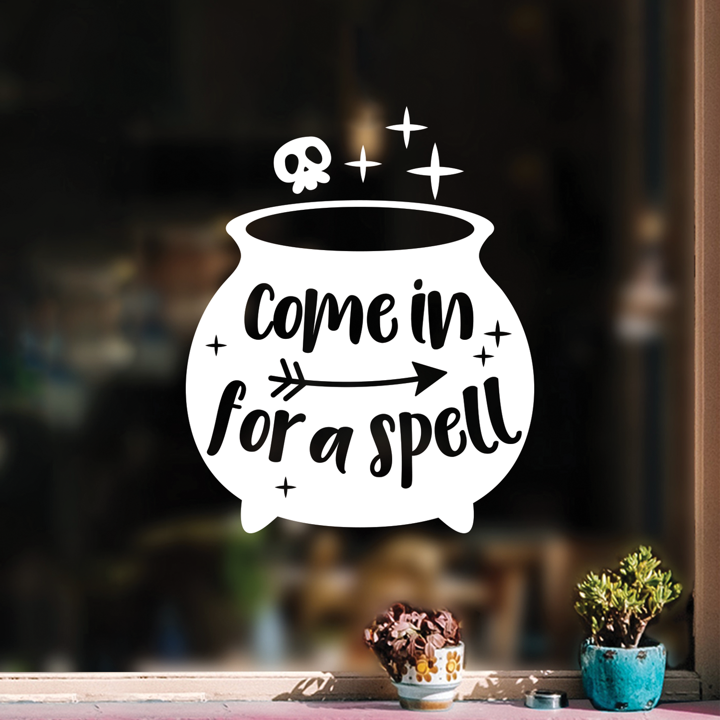 Vinyl Wall Art Decal - Come in for A Spell - 17" x 14" - Modern Funny Halloween Quote for Home Entryway Front Door Store Coffee Shop Restaurant Seasonal Decoration Sticker