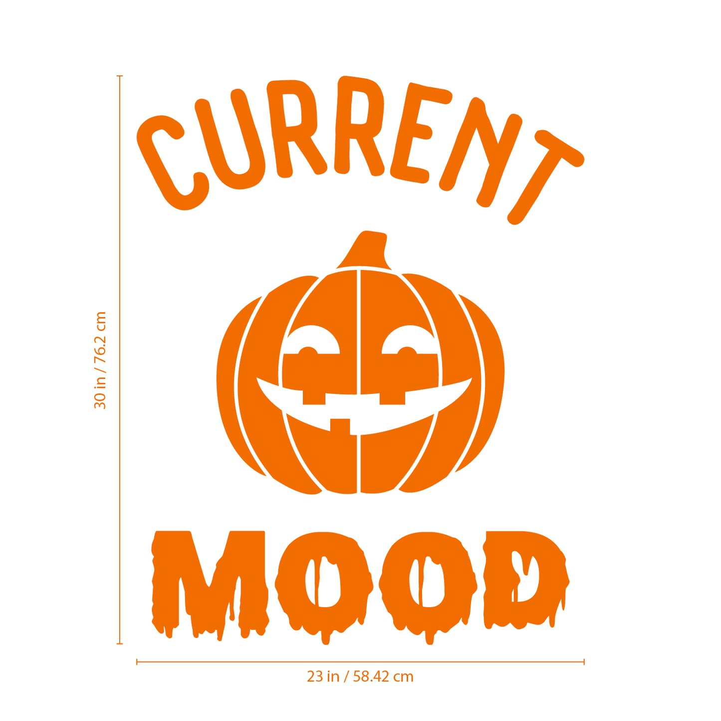 Vinyl Wall Art Decal - Current Mood Pumpkin - 30" x 23" - Scary Halloween Season Icon Design Seasonal Decoration Sticker for Teens Bedroom Living Room Office Store Door Window Spooky Decor