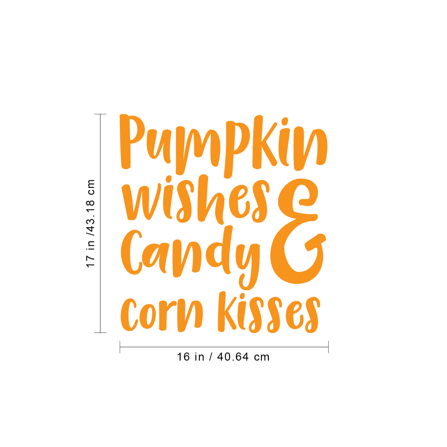 Vinyl Wall Art Decal - Pumpkin Wishes and Candy Corn Kisses Vinyl Sticker - Removable Peel and Stick Indoor Outdoor Halloween Decorations for Home, Classroom, Windows, and Spooky Decor