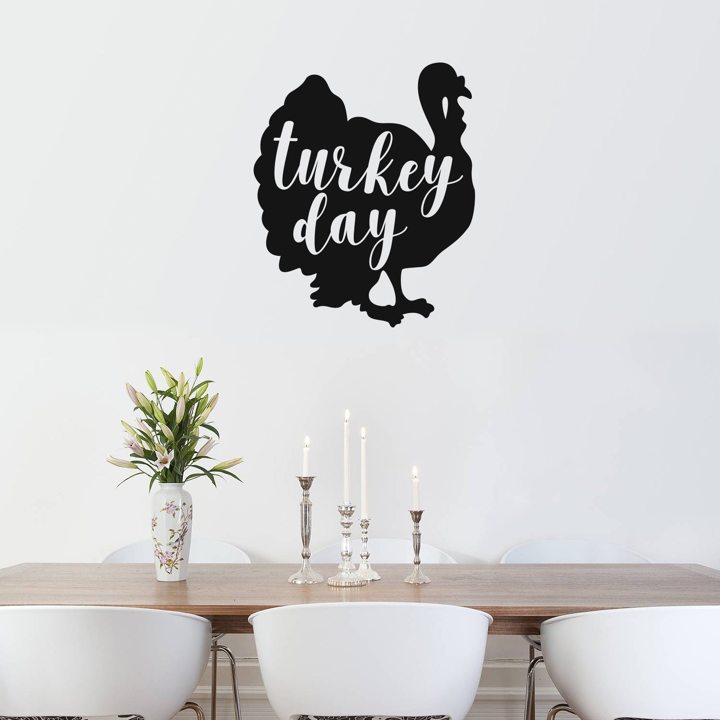 Vinyl Wall Art Decal - Turkey Day - 26" x 22" - Cute Trendy Thanksgiving Season Quote Fun Turkey Design Sticker for Home Kitchen Office Kitchenette Business Storefront Coffee Shop School Decor