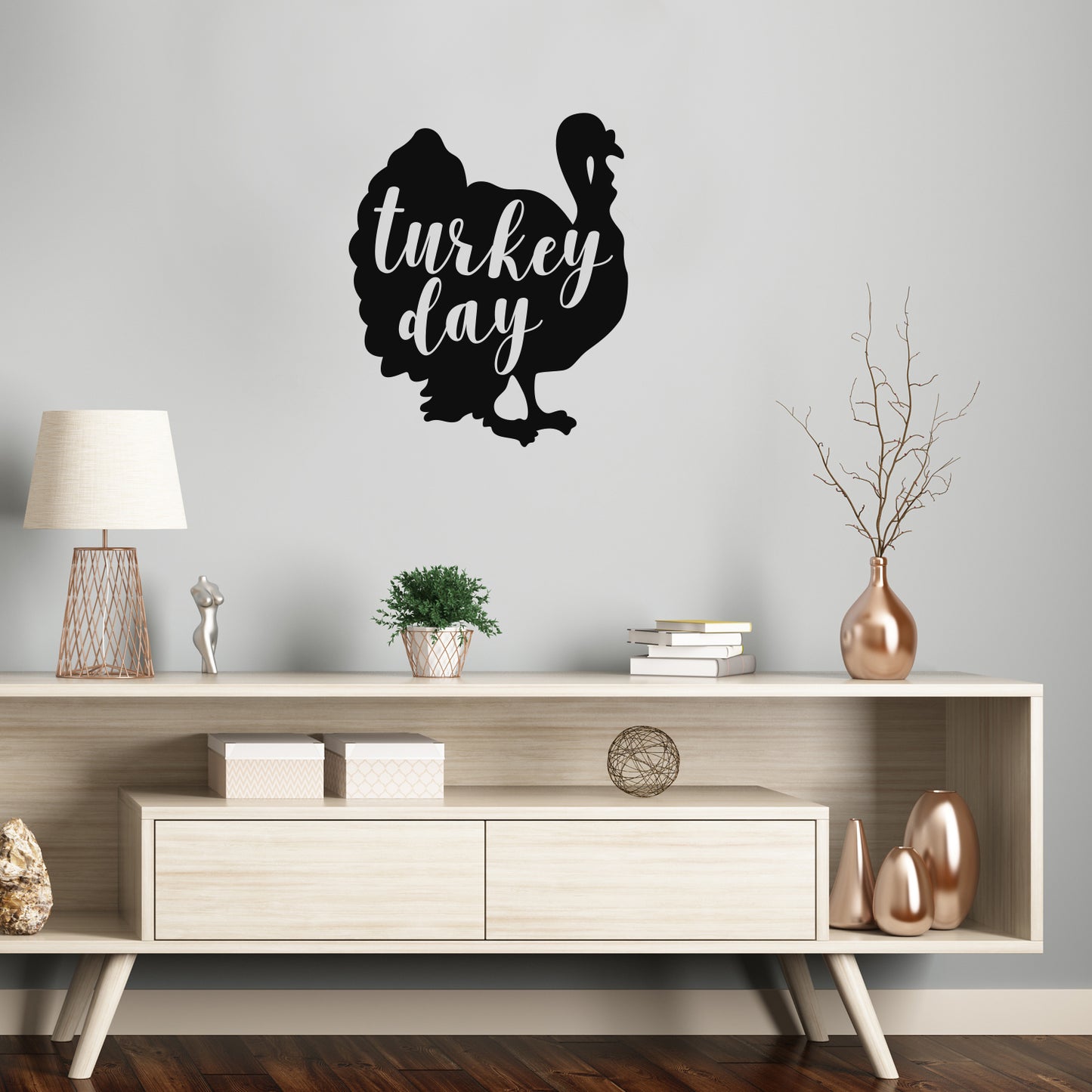 Vinyl Wall Art Decal - Turkey Day - 26" x 22" - Cute Trendy Thanksgiving Season Quote Fun Turkey Design Sticker for Home Kitchen Office Kitchenette Business Storefront Coffee Shop School Decor