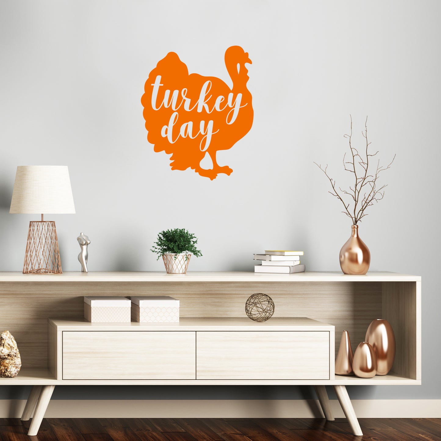 Vinyl Wall Art Decal - Turkey Day - 26" x 22" - Cute Trendy Thanksgiving Season Quote Fun Turkey Design Sticker for Home Kitchen Office Kitchenette Business Storefront Coffee Shop School Decor