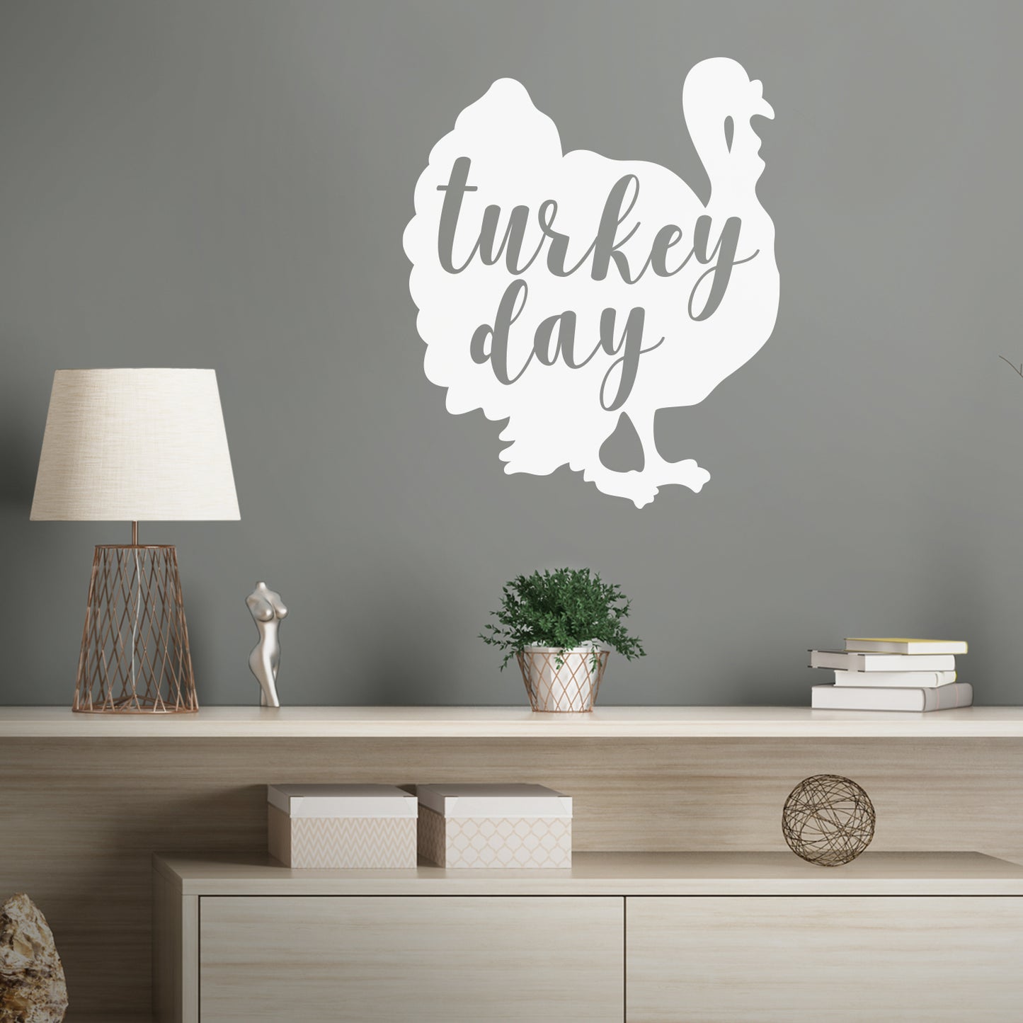 Vinyl Wall Art Decal - Turkey Day - 26" x 22" - Cute Trendy Thanksgiving Season Quote Fun Turkey Design Sticker for Home Kitchen Office Kitchenette Business Storefront Coffee Shop School Decor