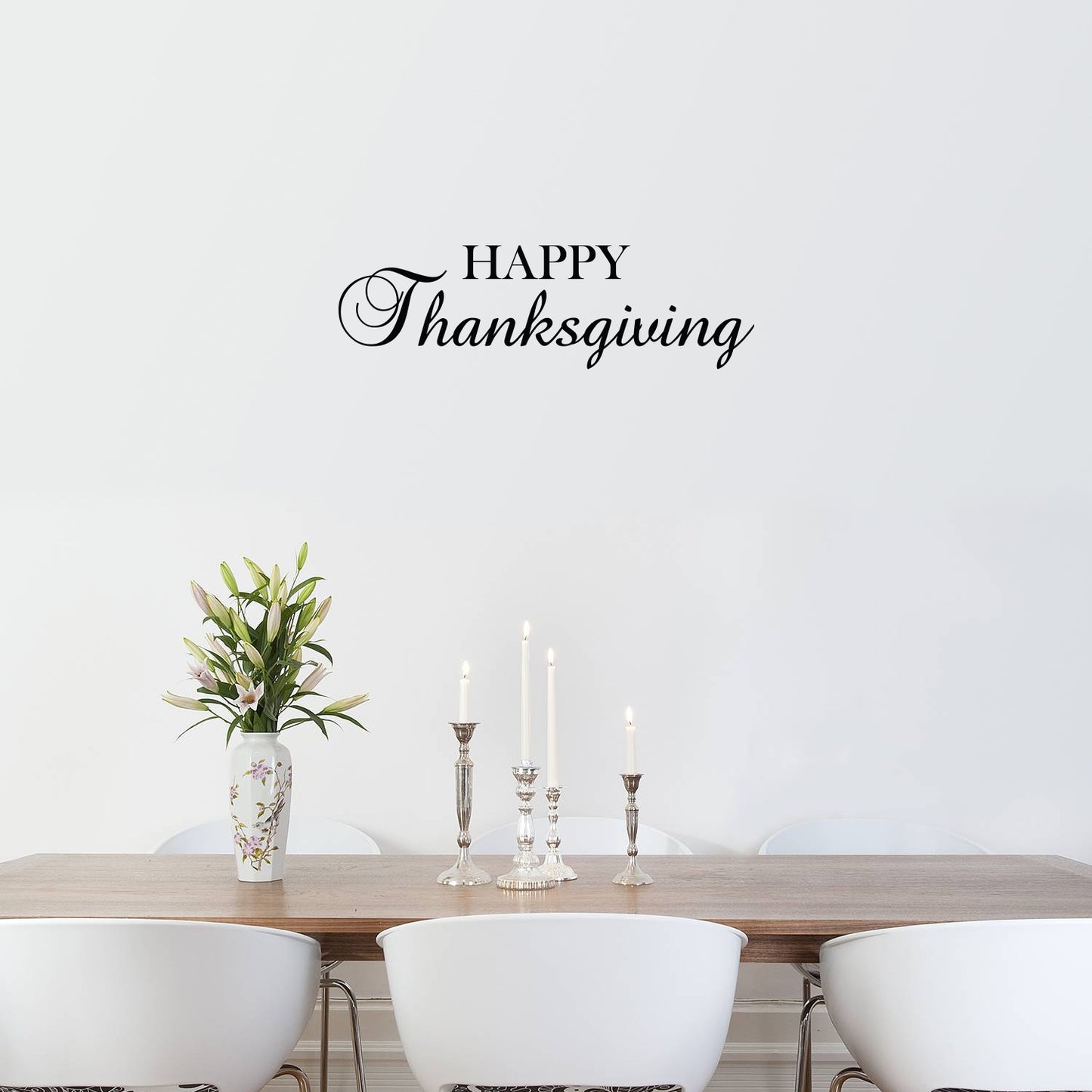 Vinyl Wall Art Decal - Happy Thanksgiving - 11" x 37" - Cute Grateful Inspirational Inspirational Thanksgiving Season Quote Sticker for Home Entry Door Dining Room Office Storefront Decor