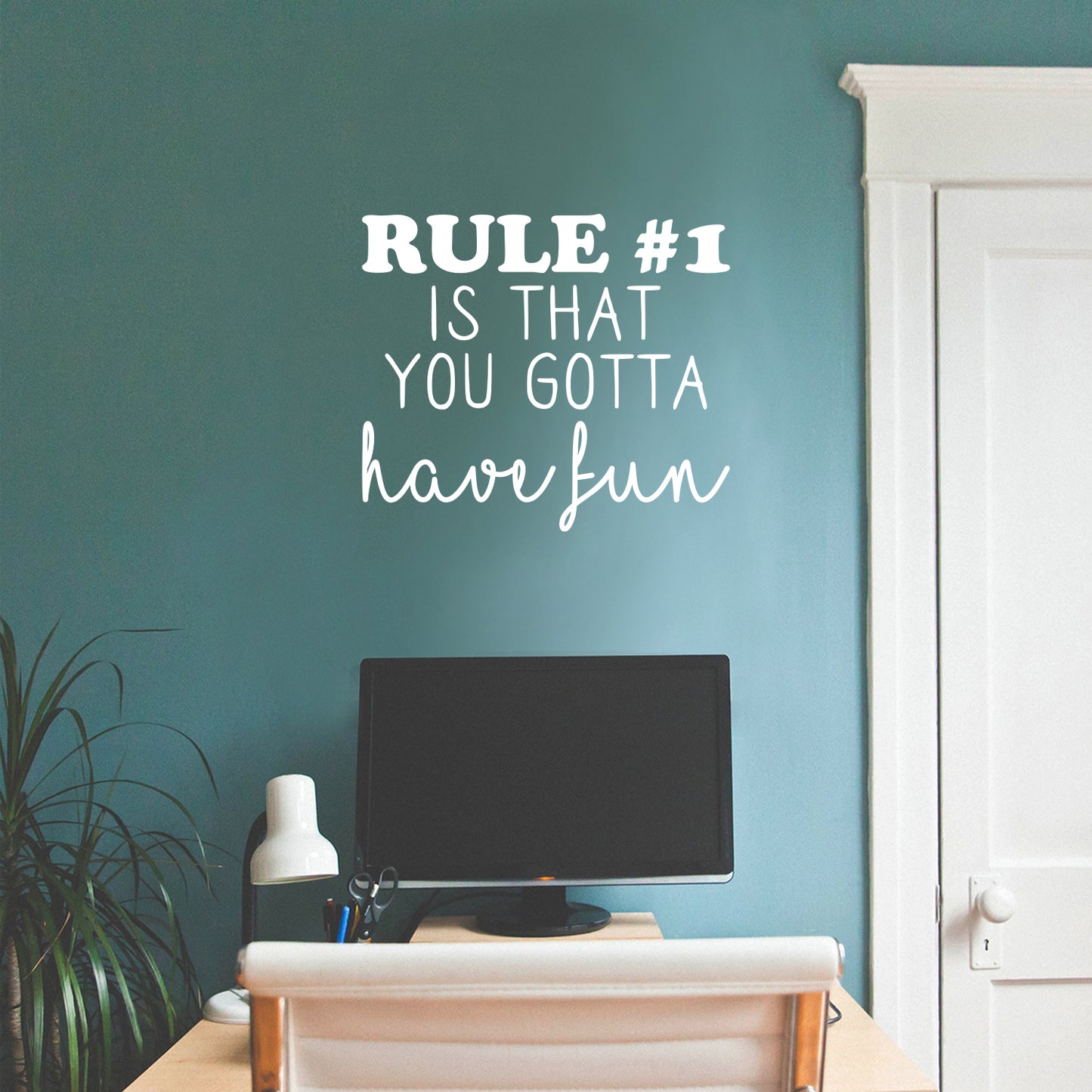 Vinyl Wall Art Decal - Rule #1 is That You Gotta Have Fun - 19" x 22" - Modern Inspirational Educational Quote Sticker for Home School Bedroom Kids Room Office Classroom Decor