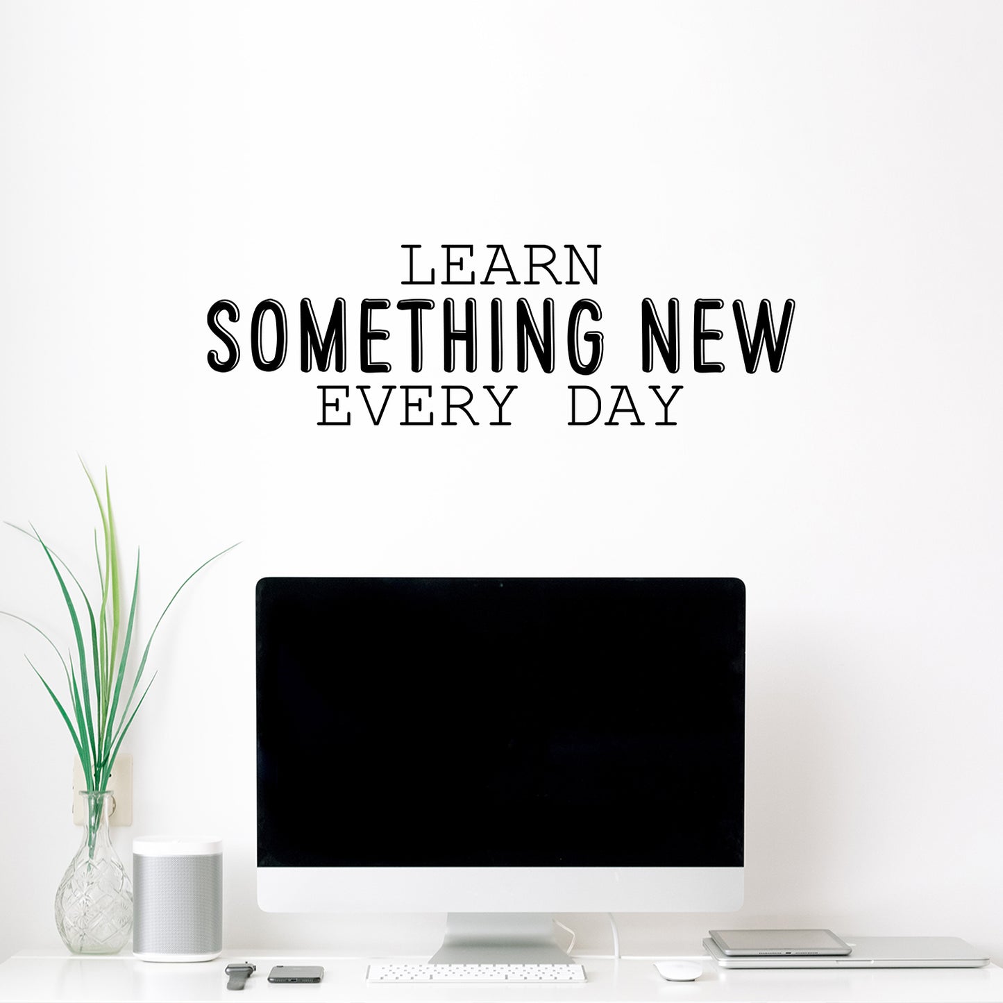 Vinyl Wall Art Decal - Learn Something New Every Day - 9" x 30" - Modern Fun Positive Classroom Quote Sticker for Home Living Room Playroom School Library Educational Decor