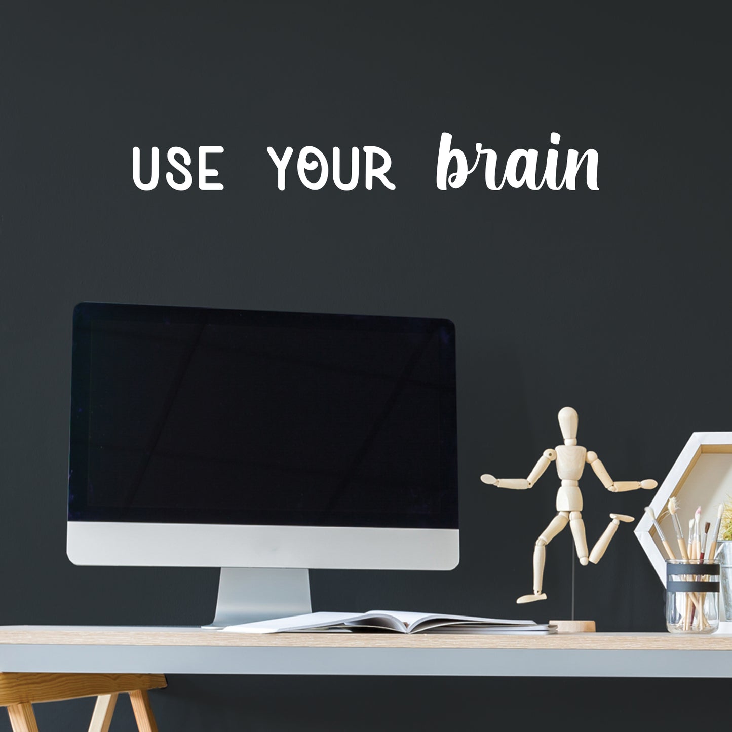 Vinyl Wall Art Decal - Use Your Brain - 3.5" x 28" - Modern Motivational Positive Classroom Quote Sticker for Home Home Closet Office Playroom School Library Educational Decor