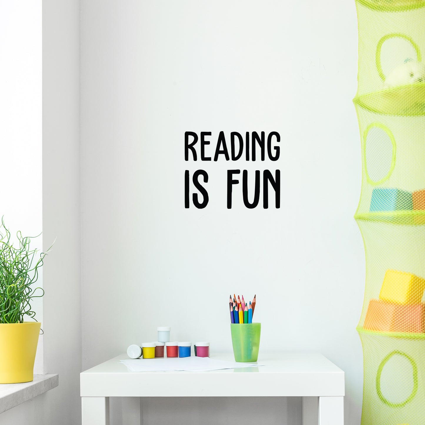 Vinyl Wall Art Decal - Reading is Fun - 16.3" x 20" - Modern Inspiring Positive Classroom Quote Sticker for Living Room Playroom School Library Office Coffee Shop Educational Decor