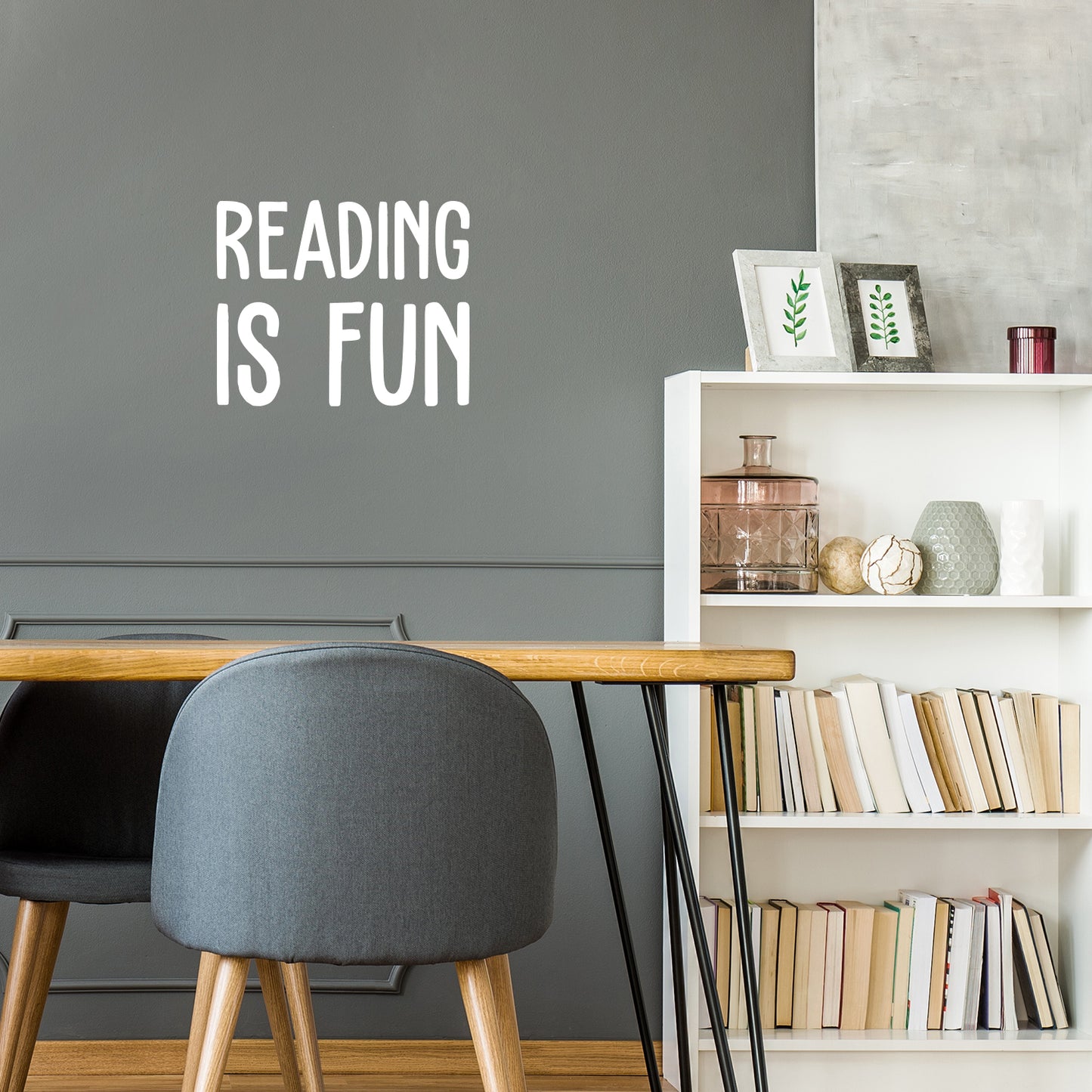 Vinyl Wall Art Decal - Reading is Fun - 16.3" x 20" - Modern Inspiring Positive Classroom Quote Sticker for Living Room Playroom School Library Office Coffee Shop Educational Decor