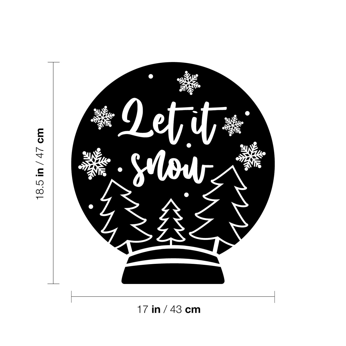 Vinyl Wall Art Decal - Let It Snow - Lovely Christmas Snow Globe Design Holiday Wall Art Sticker Vinyl Decal for Living Room Doors Windows Storefront School Coffee Shop