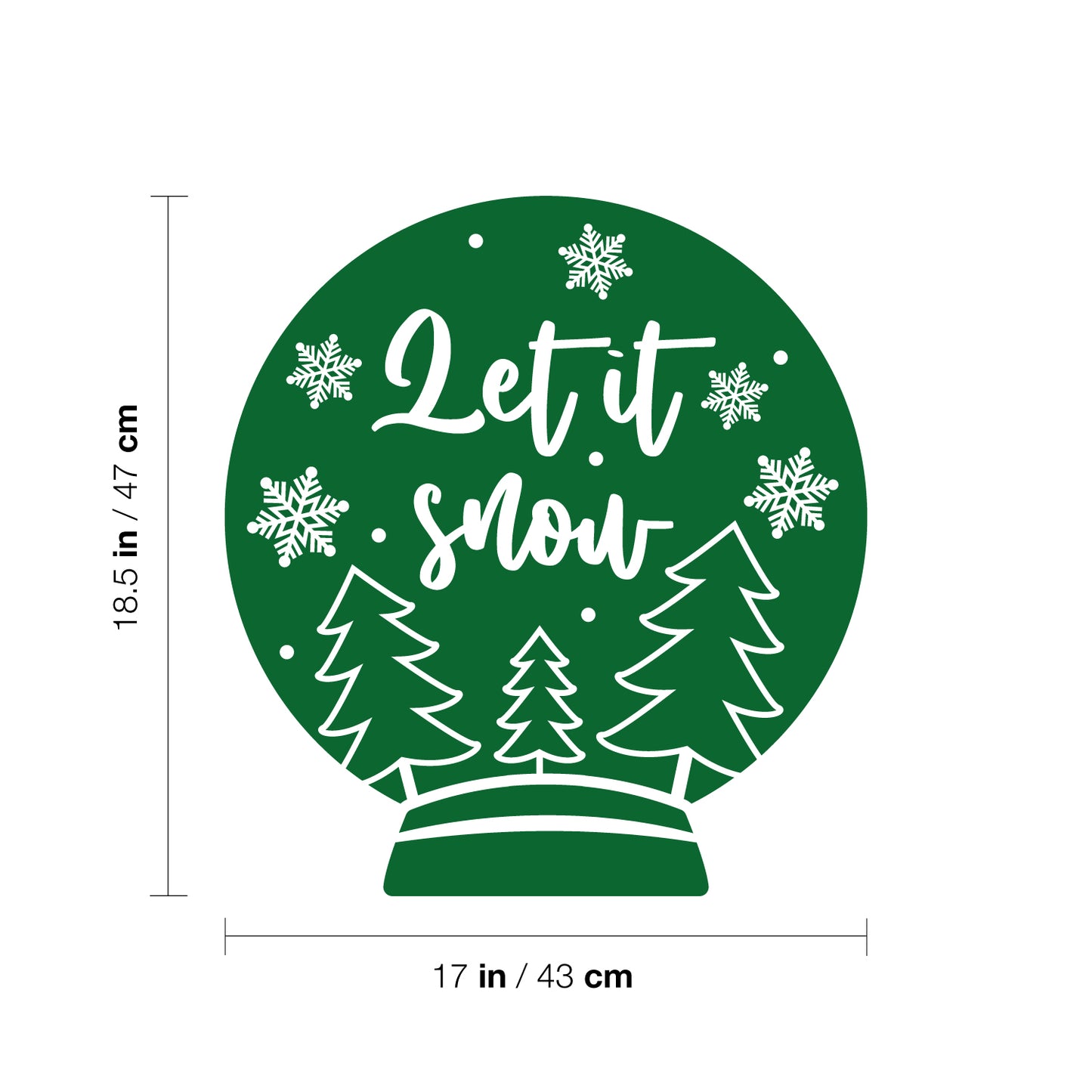 Vinyl Wall Art Decal - Let It Snow - Lovely Christmas Snow Globe Design Holiday Wall Art Sticker Vinyl Decal for Living Room Doors Windows Storefront School Coffee Shop