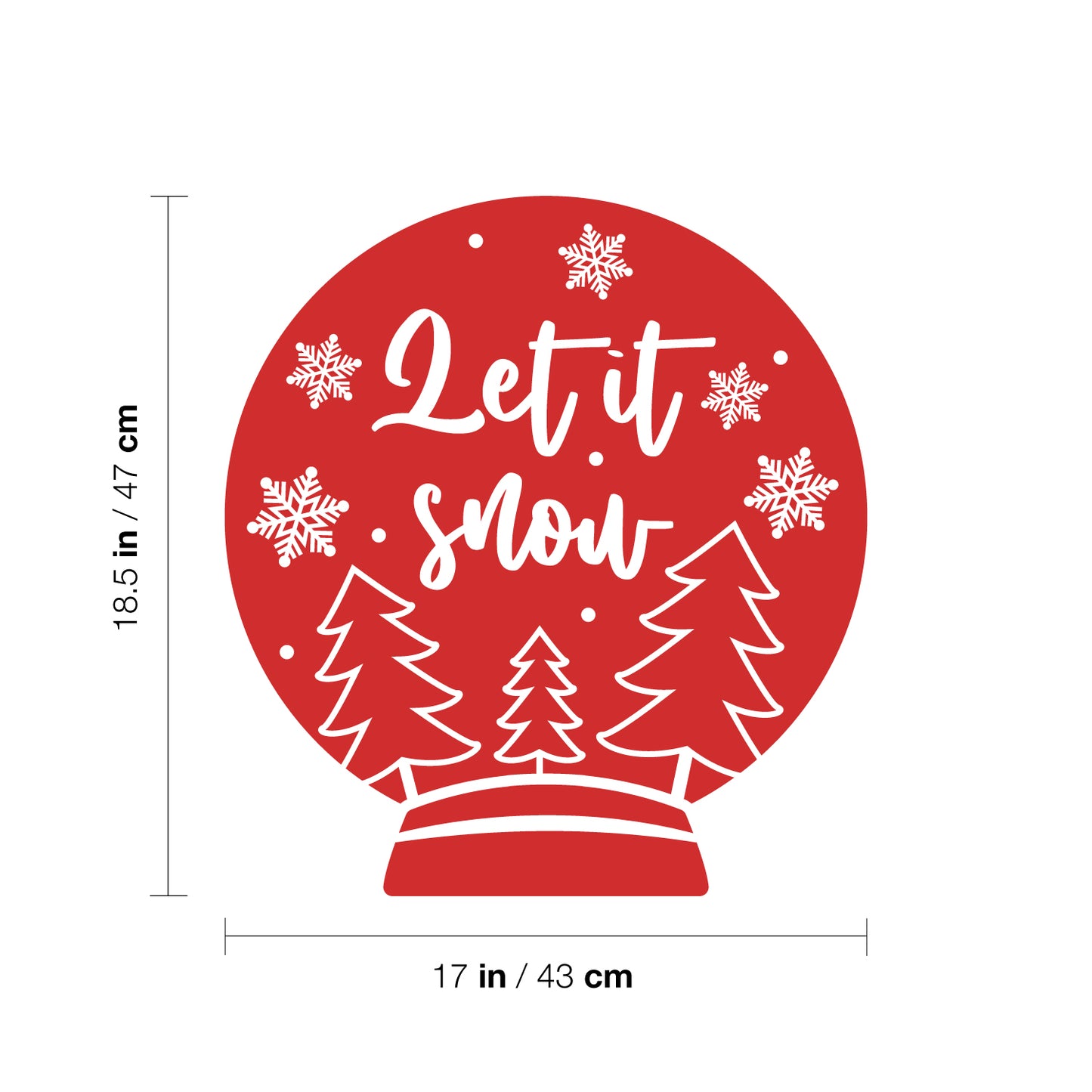 Vinyl Wall Art Decal - Let It Snow - Lovely Christmas Snow Globe Design Holiday Wall Art Sticker Vinyl Decal for Living Room Doors Windows Storefront School Coffee Shop