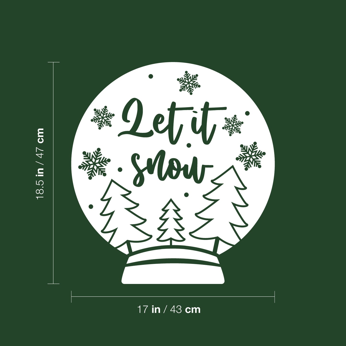 Vinyl Wall Art Decal - Let It Snow - Lovely Christmas Snow Globe Design Holiday Wall Art Sticker Vinyl Decal for Living Room Doors Windows Storefront School Coffee Shop