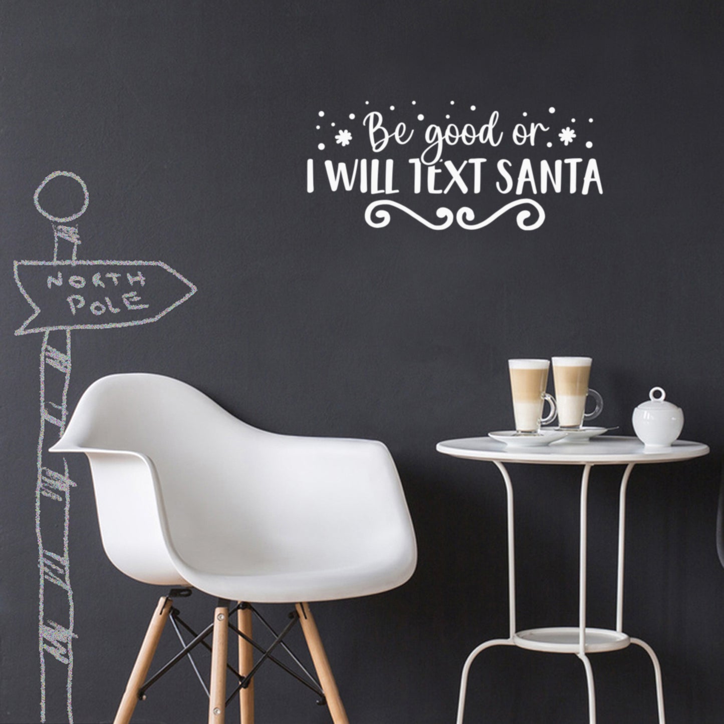 Vinyl Wall Art Decal - Be Good Or I Will Text Santa - 11" x 25" - Inspiring Fun Lovely Christmas Season Quote Sticker for Living Room Doors Windows School Coffee Shop Holyday Decor