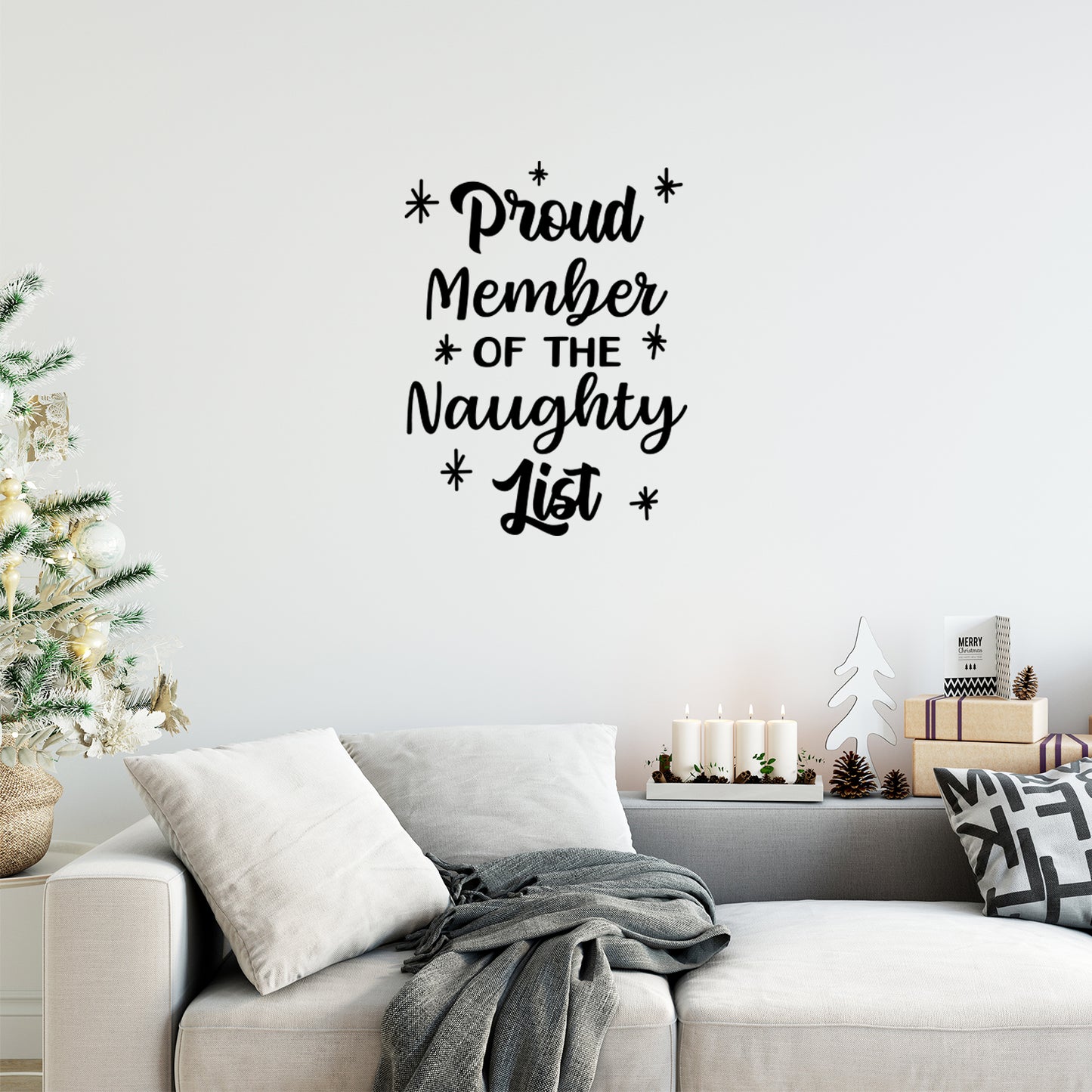Vinyl Wall Art Decal - Proud Member of The Naughty List - 22.5" x 17" - Lovely Fun Sarcastic Christmas Quote Sticker for Home Living Room Playroom Bedroom Kids Room Holyday Decor