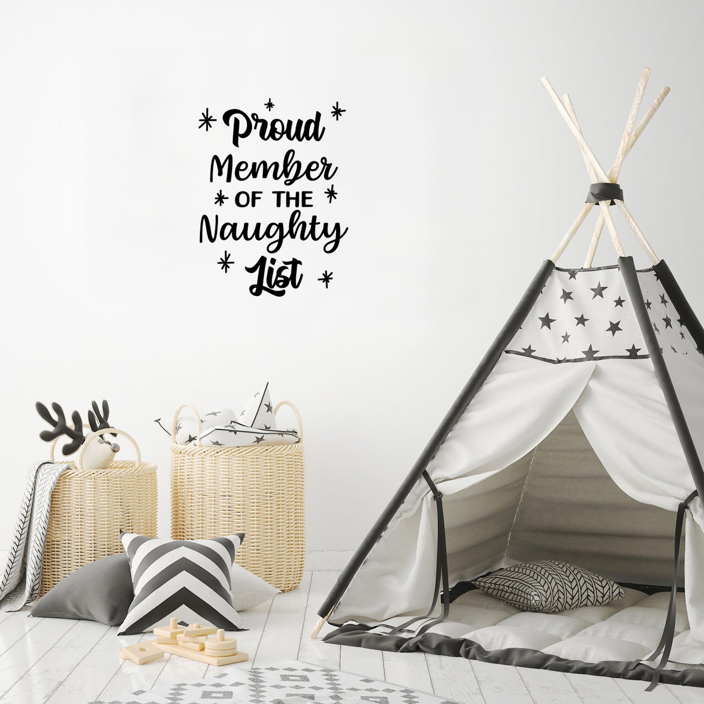 Vinyl Wall Art Decal - Proud Member of The Naughty List - 22.5" x 17" - Lovely Fun Sarcastic Christmas Quote Sticker for Home Living Room Playroom Bedroom Kids Room Holyday Decor