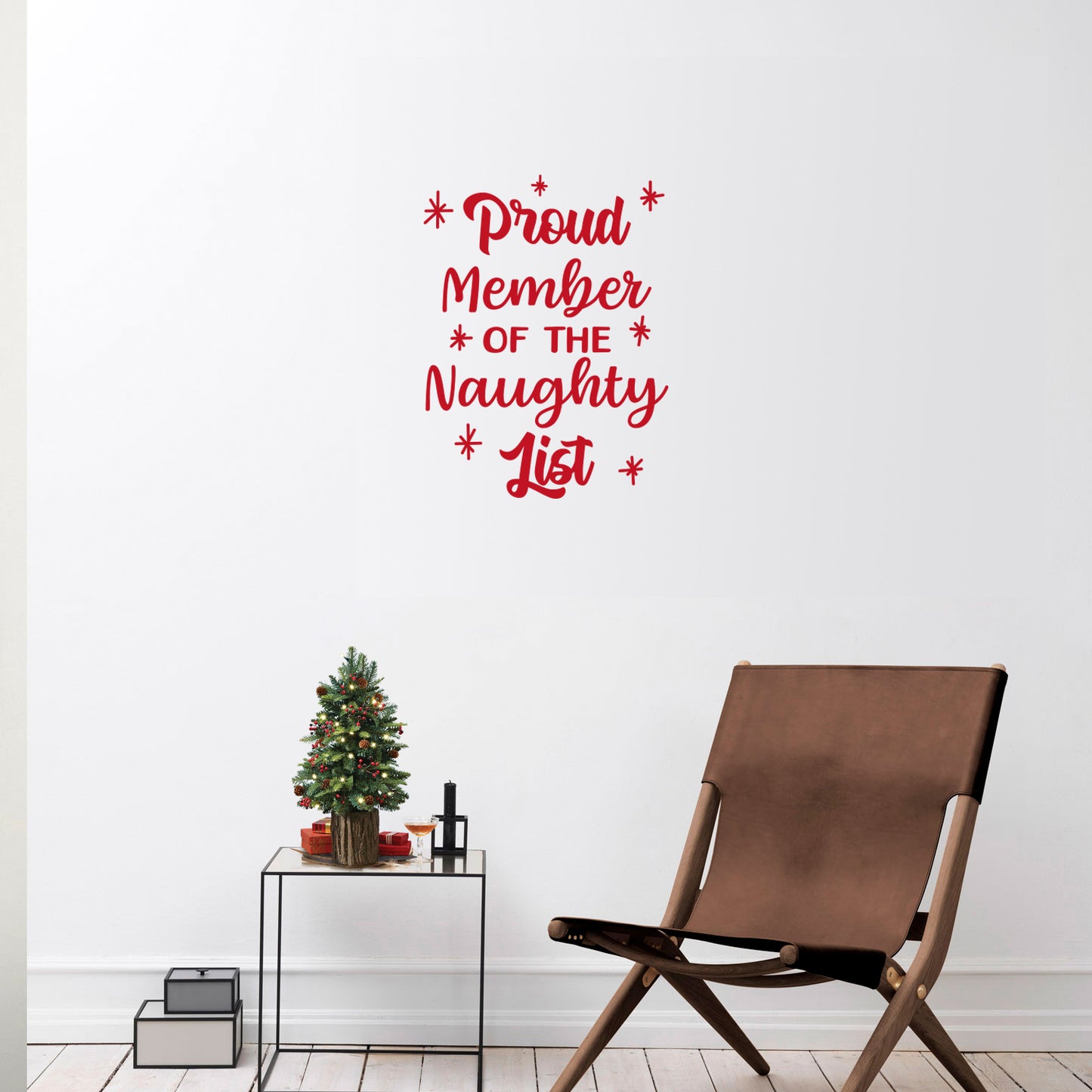 Vinyl Wall Art Decal - Proud Member of The Naughty List - 22.5" x 17" - Lovely Fun Sarcastic Christmas Quote Sticker for Home Living Room Playroom Bedroom Kids Room Holyday Decor