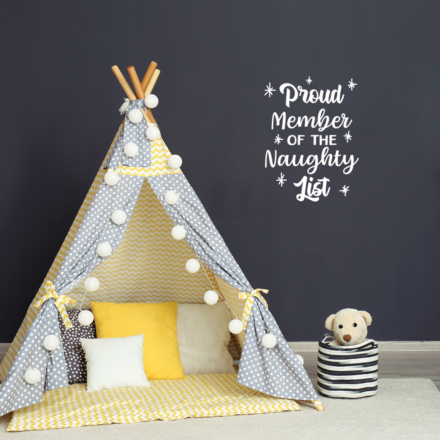 Vinyl Wall Art Decal - Proud Member of The Naughty List - 22.5" x 17" - Lovely Fun Sarcastic Christmas Quote Sticker for Home Living Room Playroom Bedroom Kids Room Holyday Decor