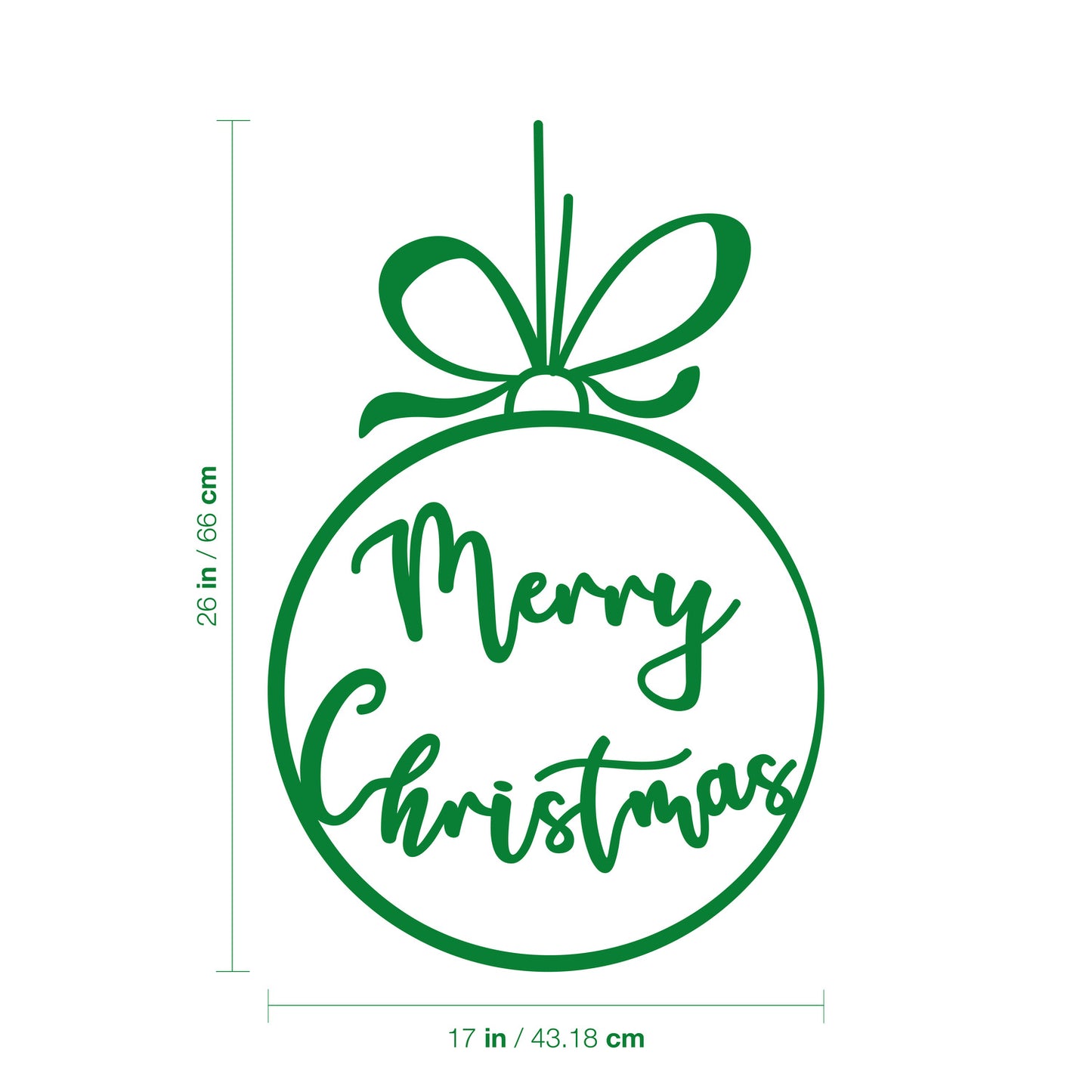 Vinyl Wall Art Decal - Merry Christmas Ornament - 26" x 17" - Trendy Cute Inspirational Christmas Holiday Season Quote Sticker for Living Dining Room Entry Door Storefront Shop Decor