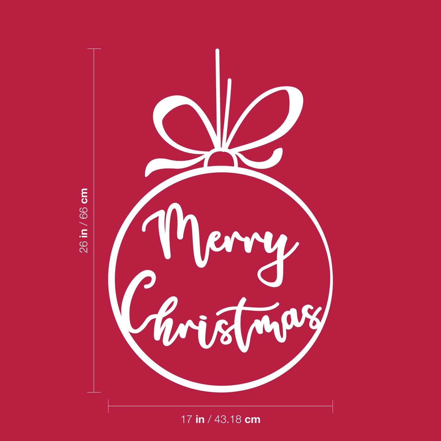 Vinyl Wall Art Decal - Merry Christmas Ornament - 26" x 17" - Trendy Cute Inspirational Christmas Holiday Season Quote Sticker for Living Dining Room Entry Door Storefront Shop Decor