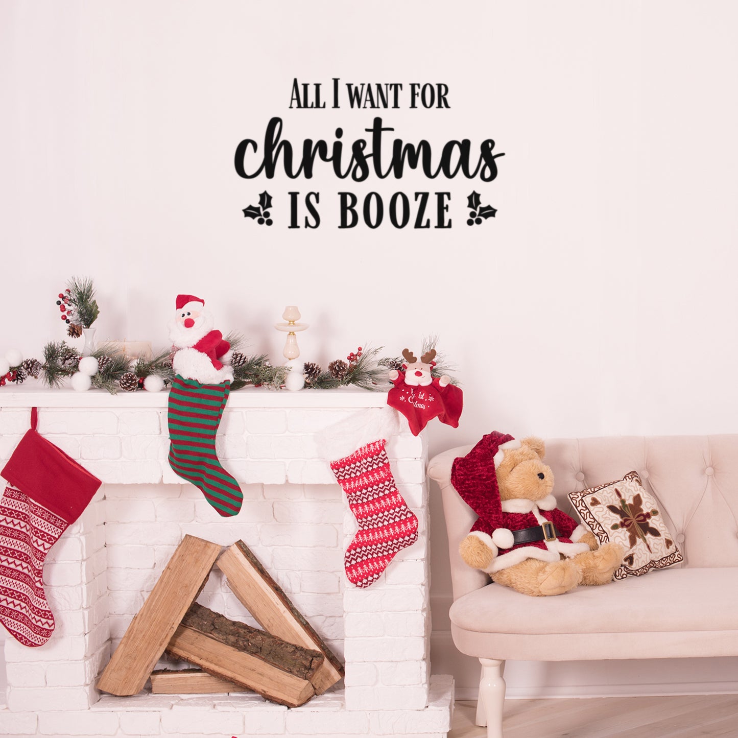 Vinyl Wall Art Decal - Merry Christmas Ornament - 26" x 17" - Trendy Cute Inspirational Christmas Holyday Season Quote Sticker for Living Room Dining Room Entry Door Storefront Coffee Shop Decor
