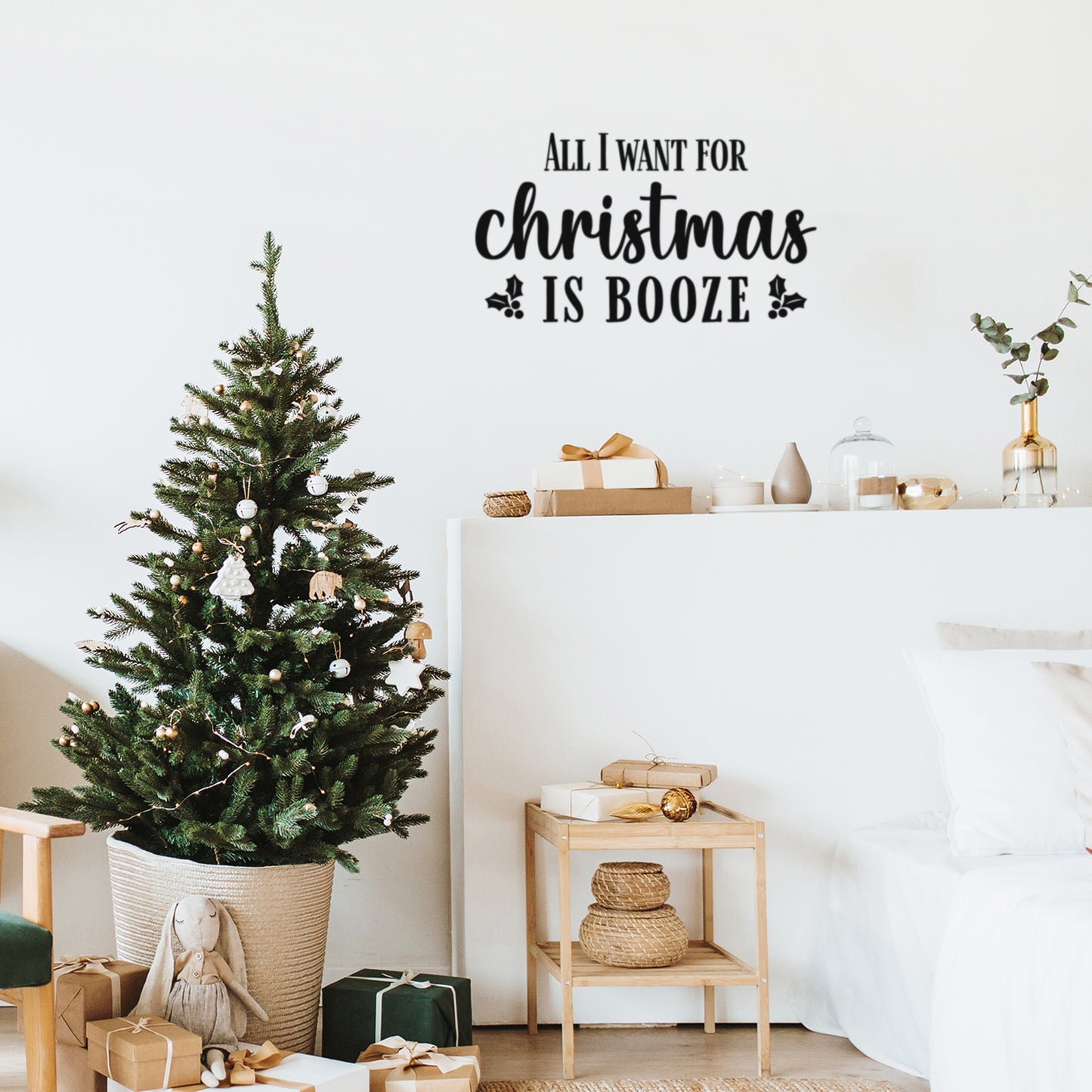 Vinyl Wall Art Decal - Merry Christmas Ornament - 26" x 17" - Trendy Cute Inspirational Christmas Holyday Season Quote Sticker for Living Room Dining Room Entry Door Storefront Coffee Shop Decor