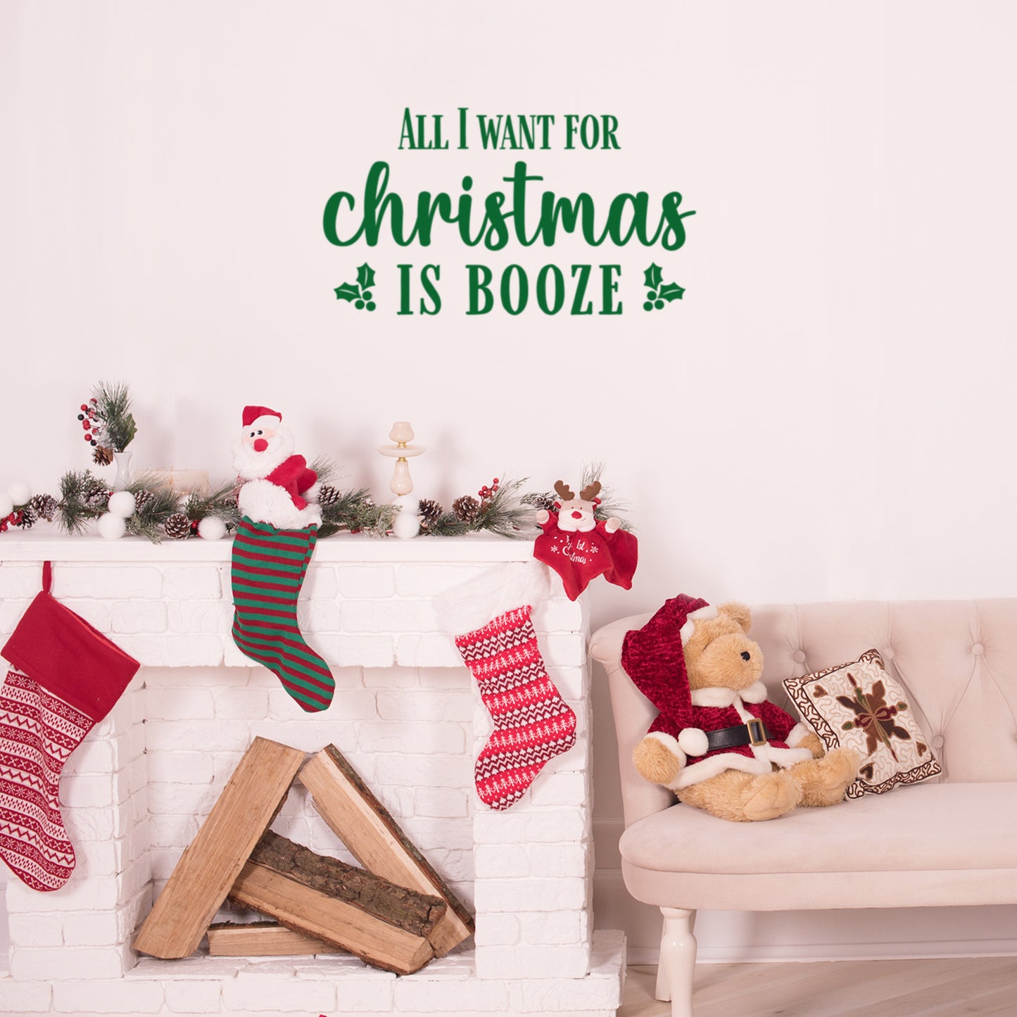 Vinyl Wall Art Decal - Merry Christmas Ornament - 26" x 17" - Trendy Cute Inspirational Christmas Holyday Season Quote Sticker for Living Room Dining Room Entry Door Storefront Coffee Shop Decor