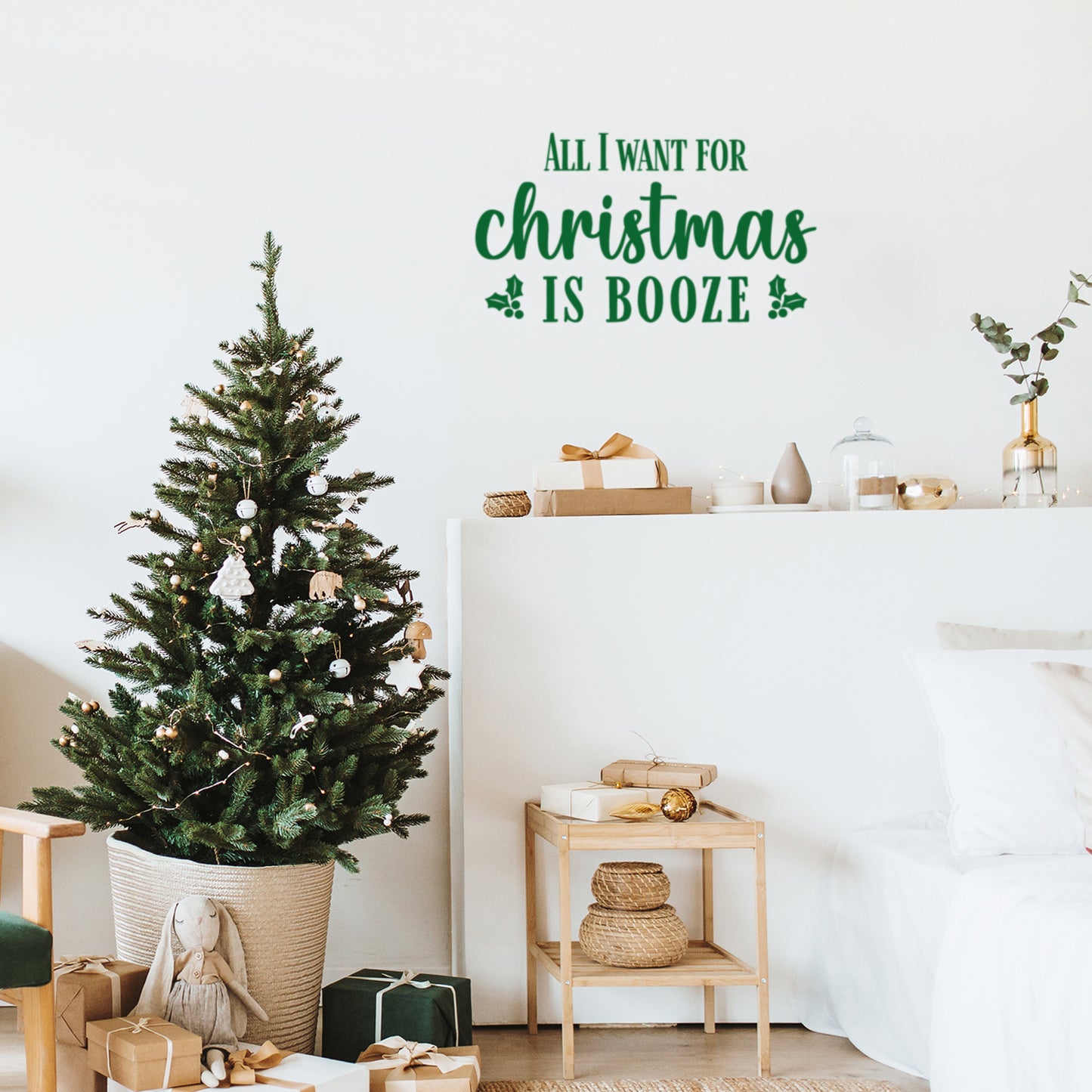 Vinyl Wall Art Decal - Merry Christmas Ornament - 26" x 17" - Trendy Cute Inspirational Christmas Holyday Season Quote Sticker for Living Room Dining Room Entry Door Storefront Coffee Shop Decor
