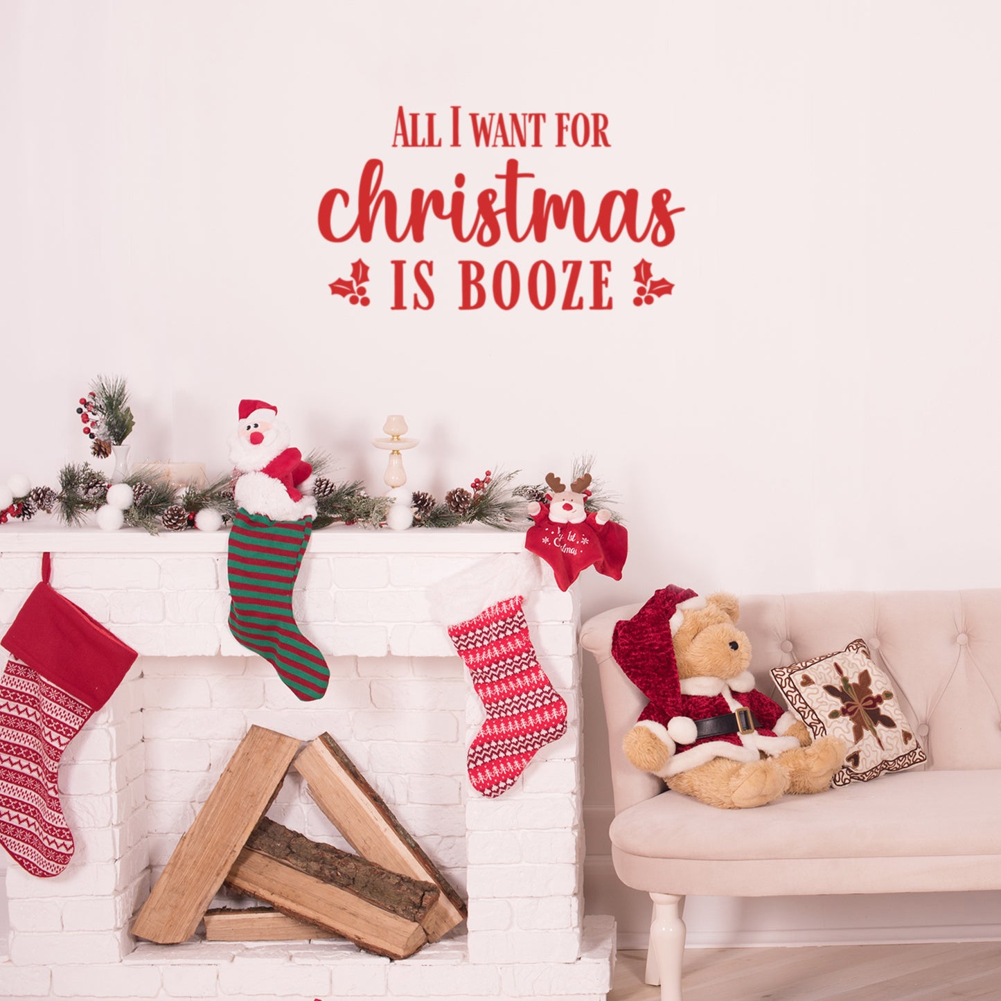Vinyl Wall Art Decal - Merry Christmas Ornament - 26" x 17" - Trendy Cute Inspirational Christmas Holyday Season Quote Sticker for Living Room Dining Room Entry Door Storefront Coffee Shop Decor