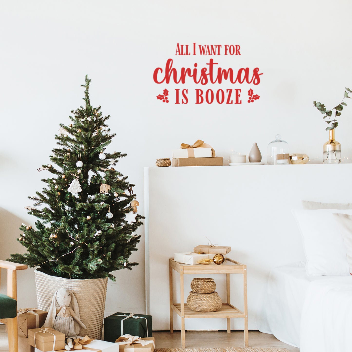 Vinyl Wall Art Decal - Merry Christmas Ornament - 26" x 17" - Trendy Cute Inspirational Christmas Holyday Season Quote Sticker for Living Room Dining Room Entry Door Storefront Coffee Shop Decor