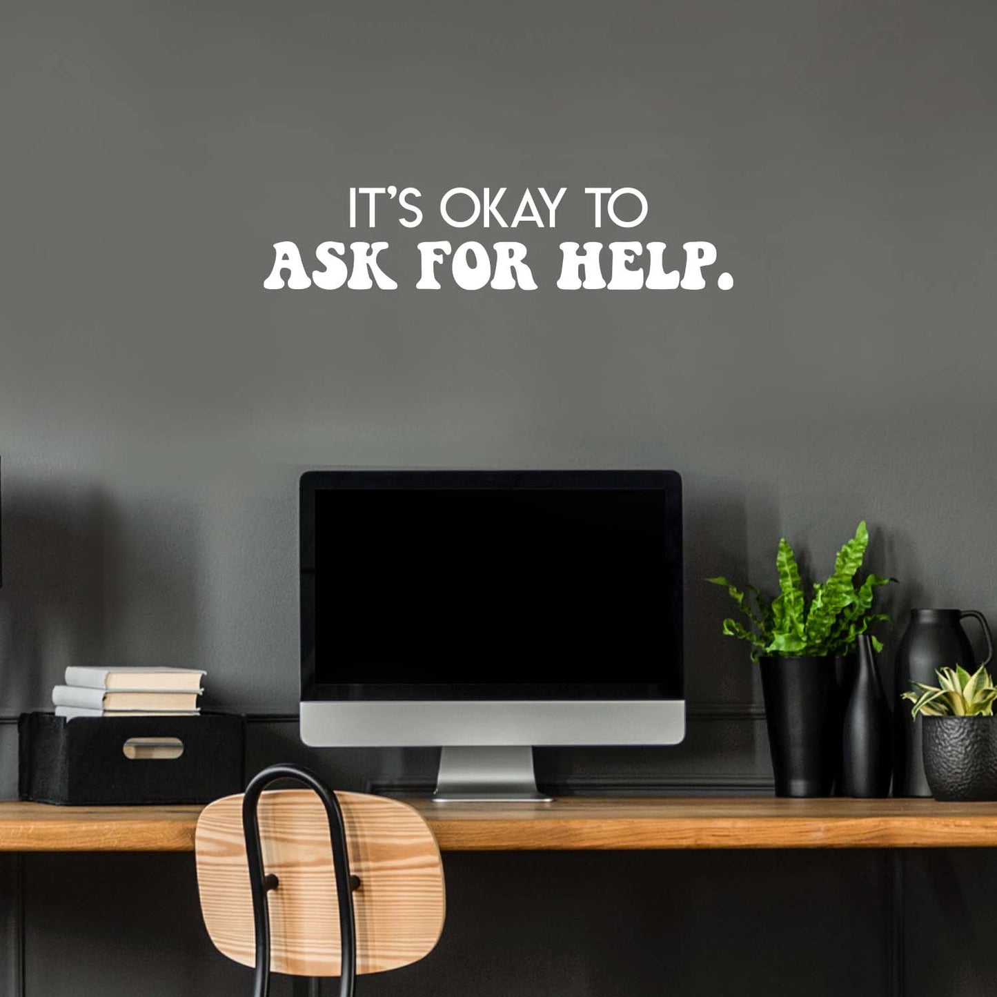Vinyl Wall Art Decal - It's Okay to Ask for Help - 6" x 27" - Trendy Motivational Positive Educational Quote Sticker for Home Living Room Playroom School Classroom Library Decor
