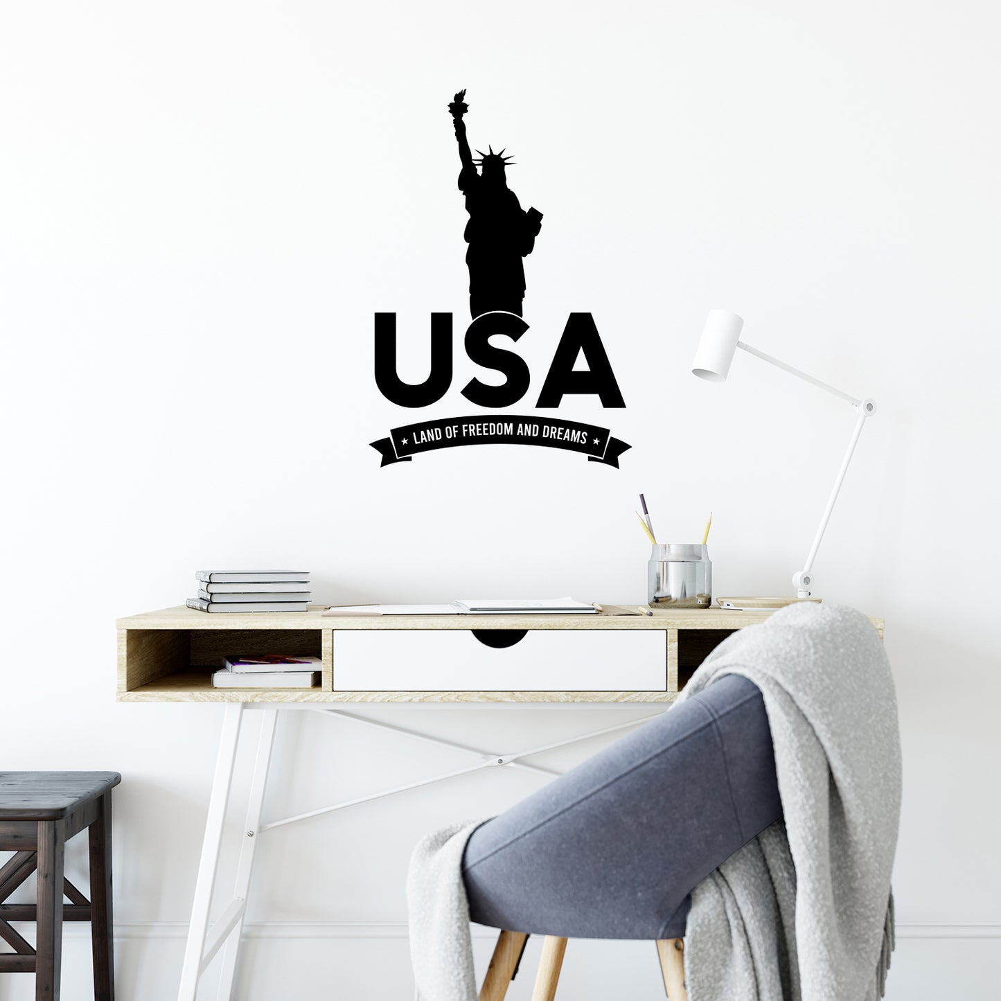 Vinyl Wall Art Decal - Land of Freedom and Dreams - 7.5" x 30" - Modern Motivational Life Quote Sticker for Home Office Bedroom Closet Living Room Coffee Shop Decor