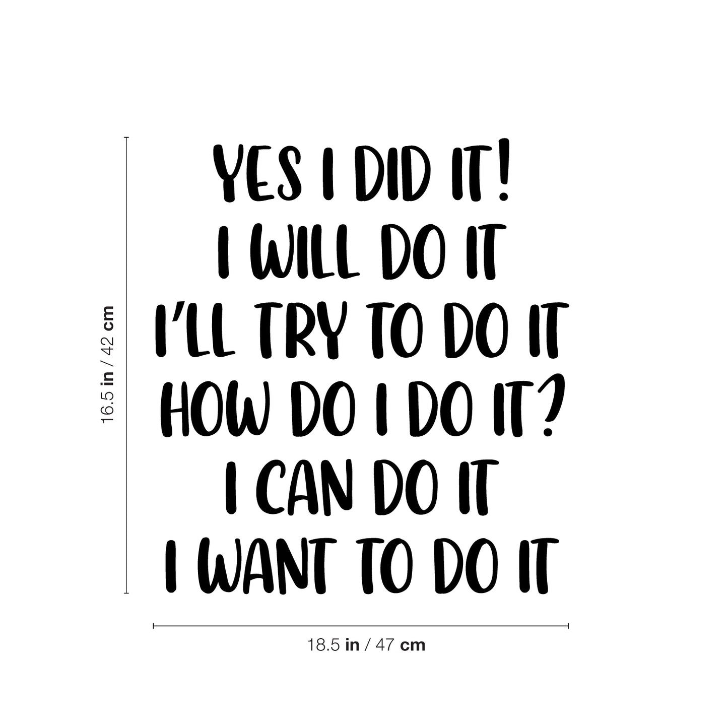 Vinyl Wall Art Decal - Yes I Did It! - 16.5" x 18.5" - Inspiring Lovely Educational Back to School Quote Sticker for Classroom Kids Room Home Kindergarten Fun Playroom Preschool Decor