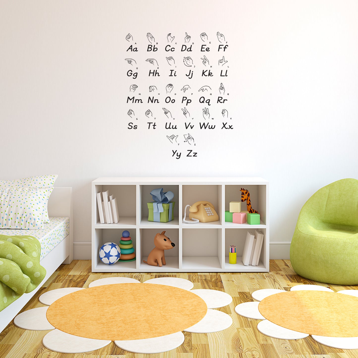 Vinyl Wall Art Decal - American Sign Language - 51" x 43" - Educational Back to School Alphabet Sticker for Classroom Kids Room Home Kindergarten Playroom Preschool Decor