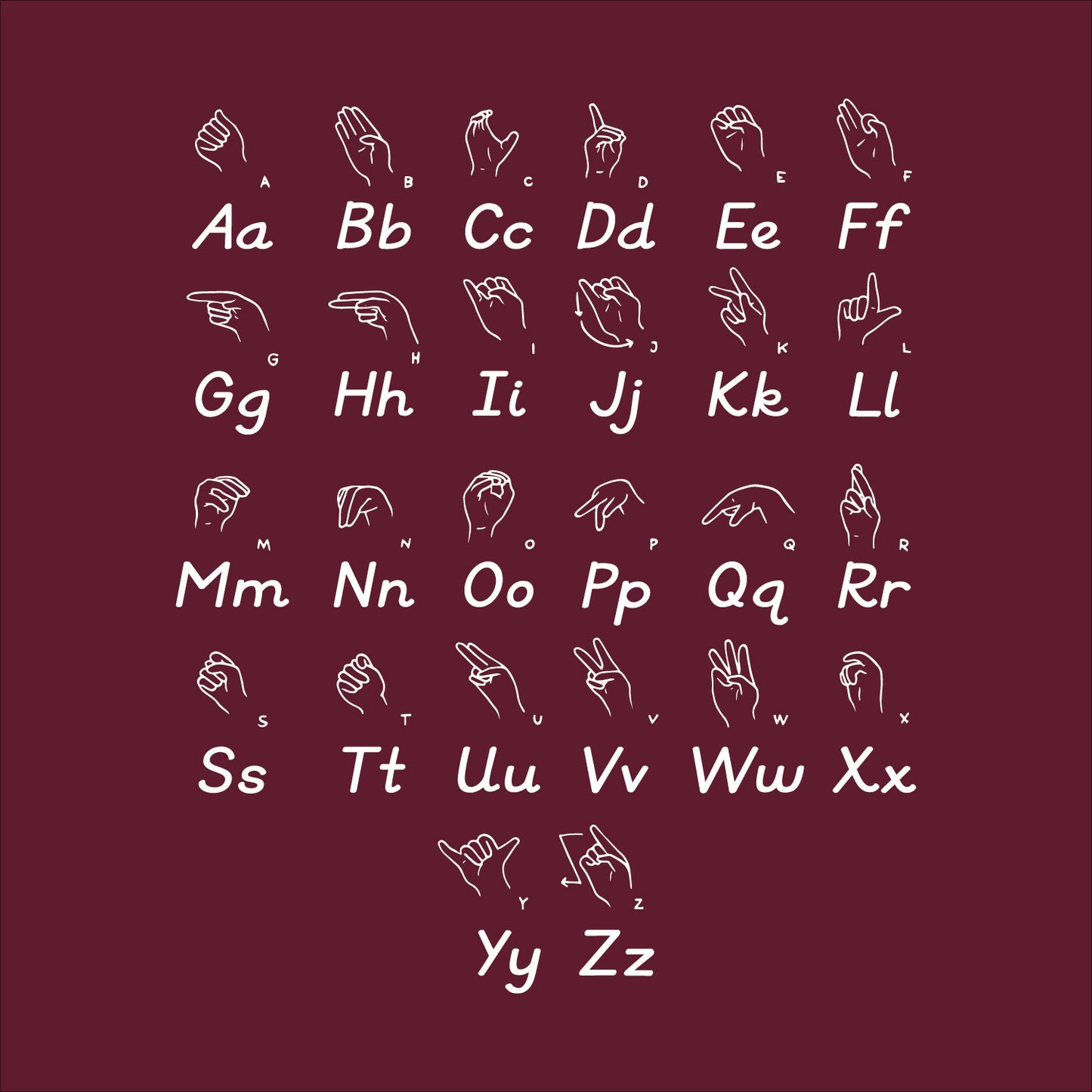 Vinyl Wall Art Decal - American Sign Language - 51" x 43" - Educational Back to School Alphabet Sticker for Classroom Kids Room Home Kindergarten Playroom Preschool Decor