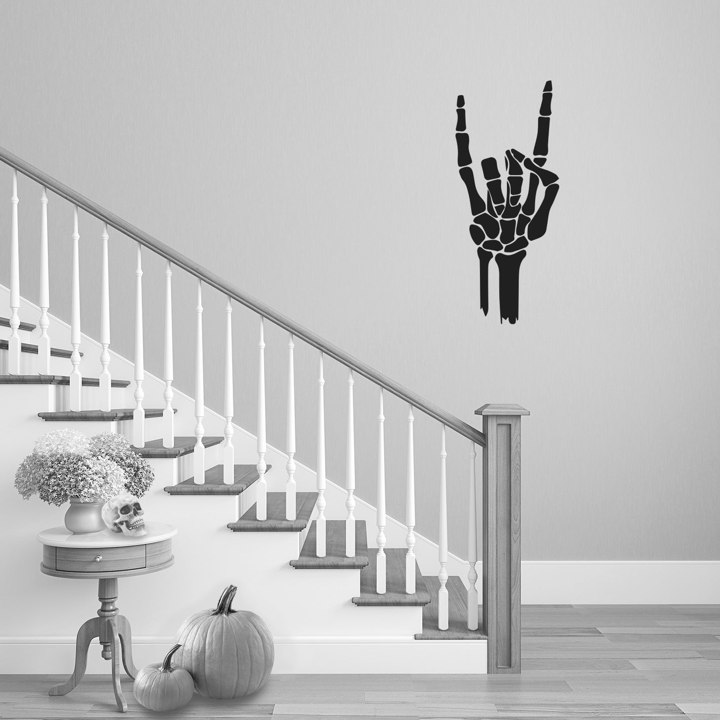 Vinyl Wall Art Decal - Skeleton Rock - 14" x 6" - Funny Trendy Cool Halloween Hand Design Sticker for Home Family Room Windows Doors Storefront Coffee Shop Classroom Office Spooky Decor