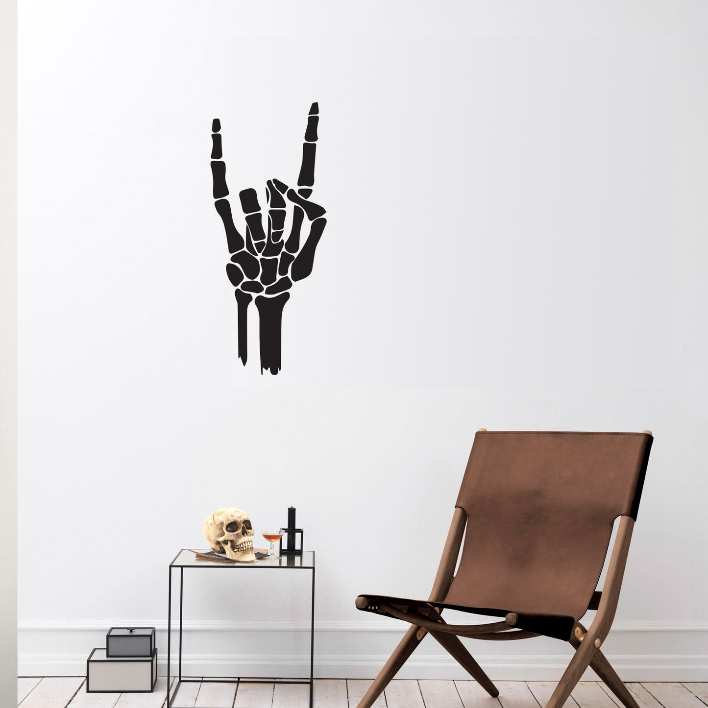 Vinyl Wall Art Decal - Skeleton Rock - 14" x 6" - Funny Trendy Cool Halloween Hand Design Sticker for Home Family Room Windows Doors Storefront Coffee Shop Classroom Office Spooky Decor