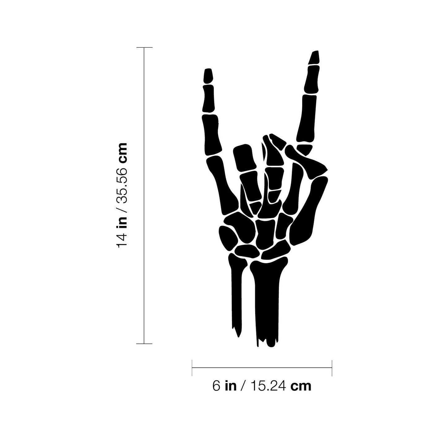 Vinyl Wall Art Decal - Skeleton Rock - 14" x 6" - Funny Trendy Cool Halloween Hand Design Sticker for Home Family Room Windows Doors Storefront Coffee Shop Classroom Office Spooky Decor
