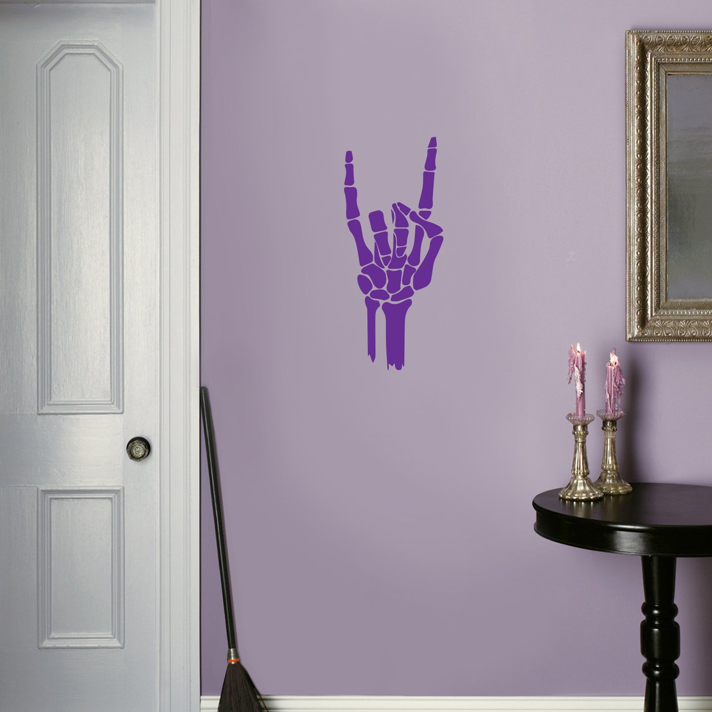 Vinyl Wall Art Decal - Skeleton Rock - 14" x 6" - Funny Trendy Cool Halloween Hand Design Sticker for Home Family Room Windows Doors Storefront Coffee Shop Classroom Office Spooky Decor