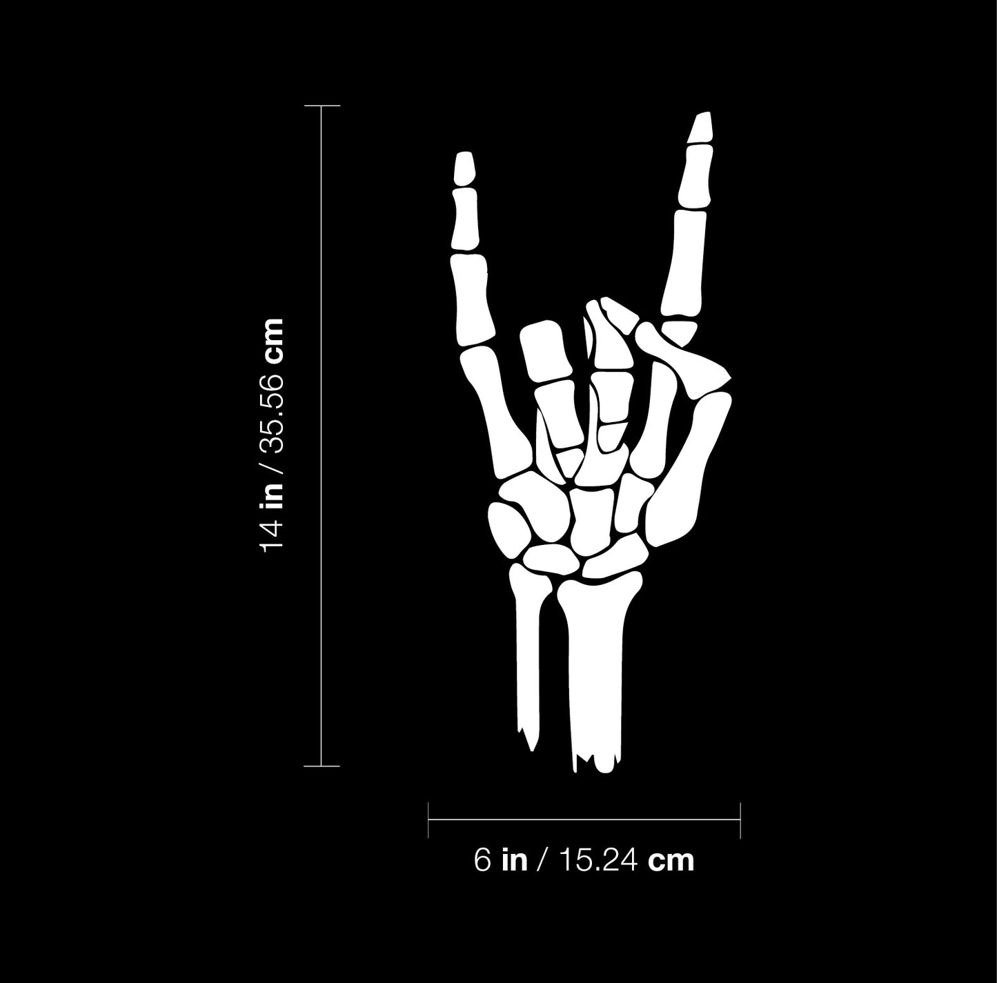 Vinyl Wall Art Decal - Skeleton Rock - 14" x 6" - Funny Trendy Cool Halloween Hand Design Sticker for Home Family Room Windows Doors Storefront Coffee Shop Classroom Office Spooky Decor