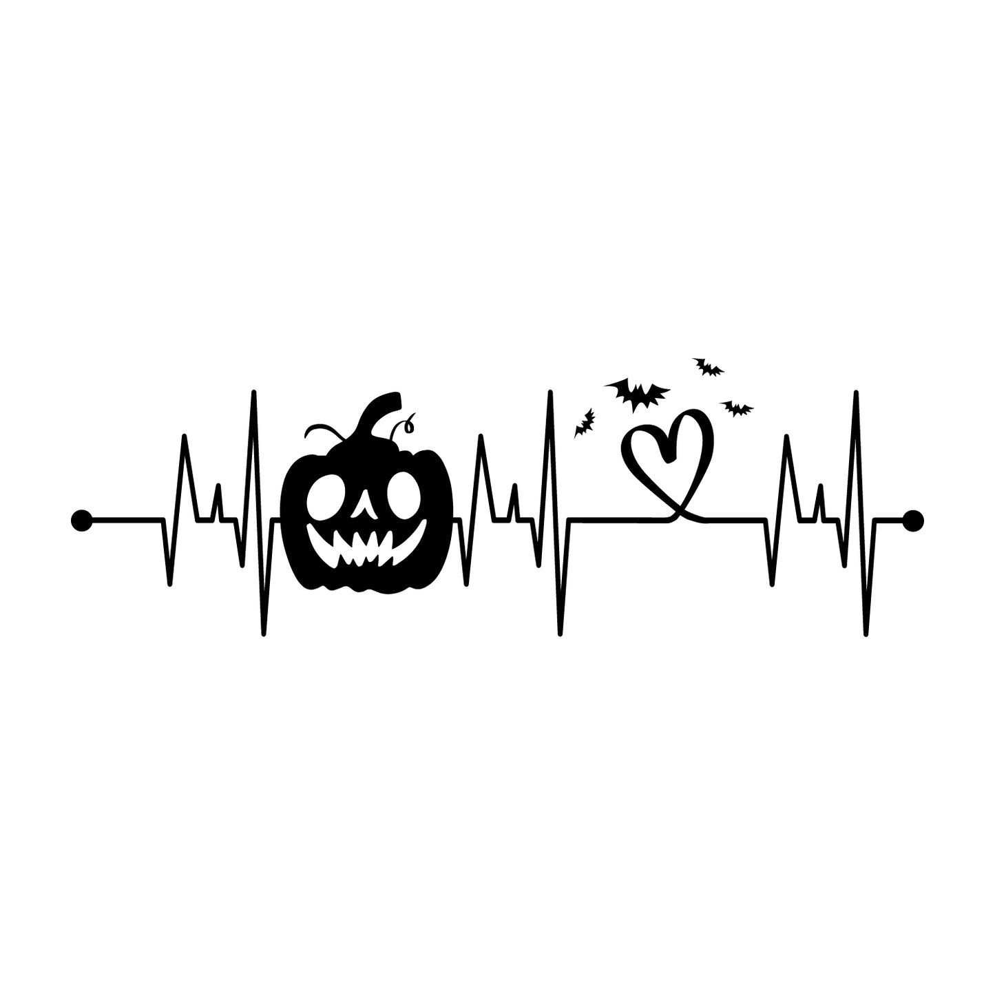 Vinyl Wall Art Decal - Heart Bit Halloween - 33.5" x 11" - Scary Pumpkin Face Seasonal Quote Sticker for Entryway Storefront Office Living Room Horror Spooky Decor
