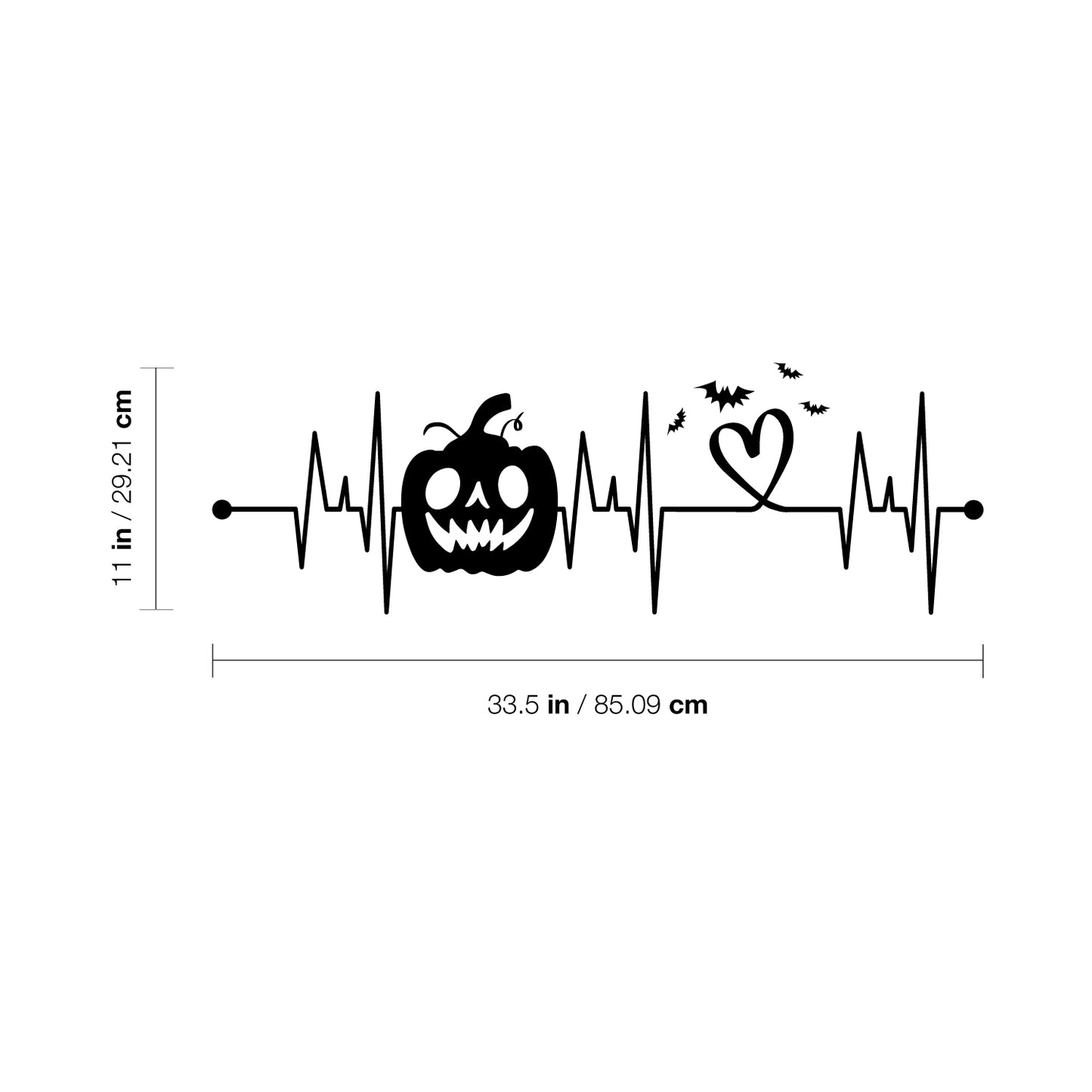 Vinyl Wall Art Decal - Heart Bit Halloween - 33.5" x 11" - Scary Pumpkin Face Seasonal Quote Sticker for Entryway Storefront Office Living Room Horror Spooky Decor