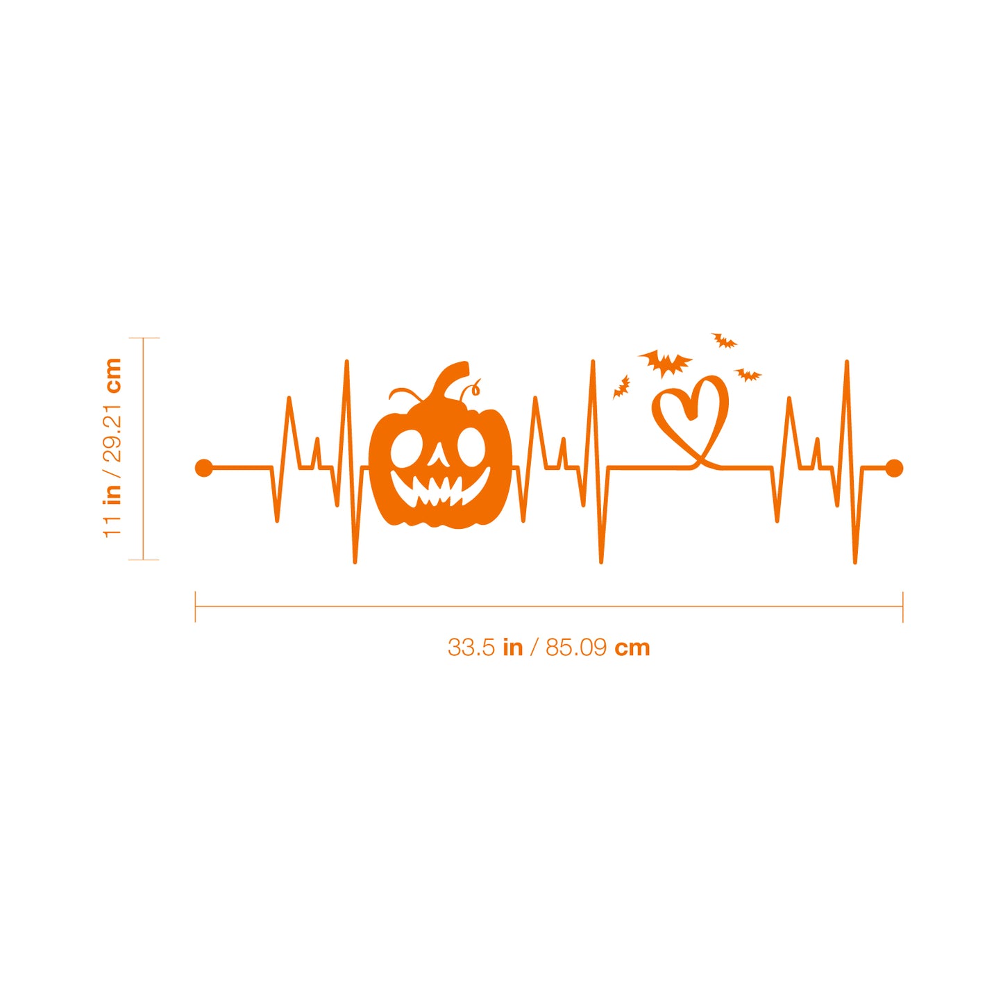 Vinyl Wall Art Decal - Heart Bit Halloween - 33.5" x 11" - Scary Pumpkin Face Seasonal Quote Sticker for Entryway Storefront Office Living Room Horror Spooky Decor
