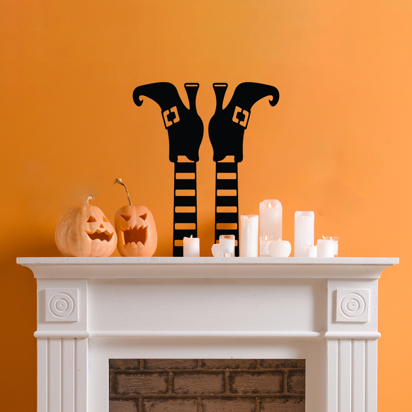 Vinyl Wall Art Decal - Witch Feet - 24" x 20" - Trendy Funny Cool Halloween Season Design Sticker for Home Living Room Windows Entry Hall Doors Storefront Coffee Shop School Spooky Decor