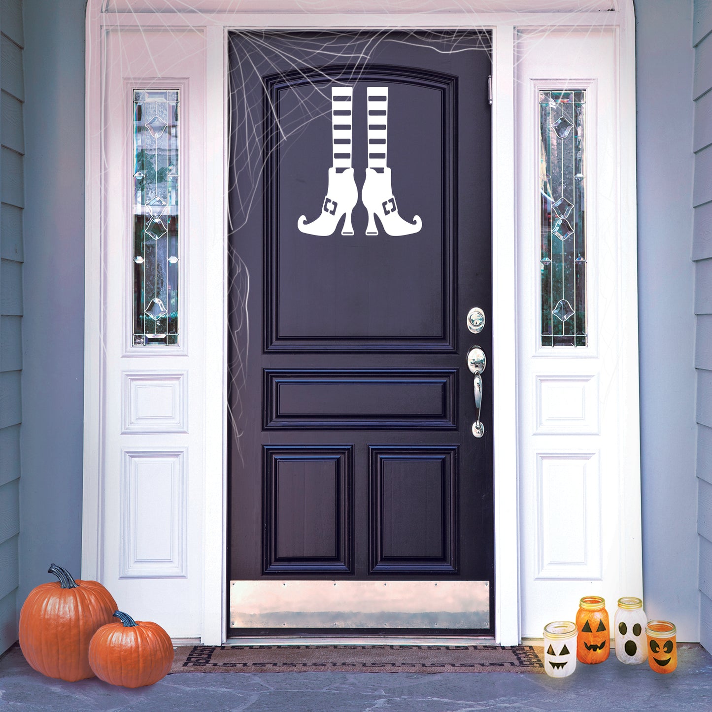Vinyl Wall Art Decal - Witch Feet - 24" x 20" - Trendy Funny Cool Halloween Season Design Sticker for Home Living Room Windows Entry Hall Doors Storefront Coffee Shop School Spooky Decor