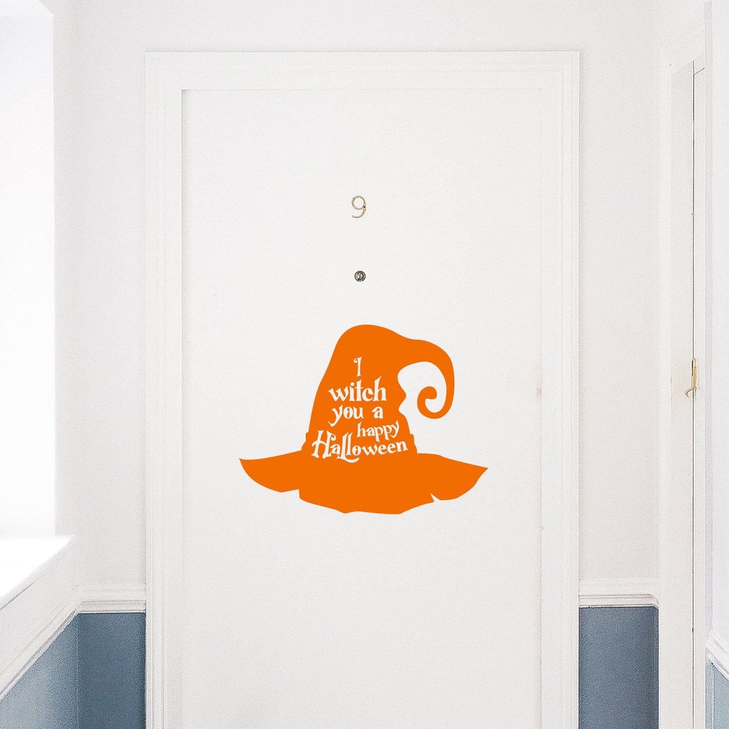 Vinyl Wall Art Decal - I Witch You A Happy Halloween - 16.5" x 22" - Hat Design Seasonal Halloween Quote Sticker for Entryway Storefront Office Living Room Scary Spooky Decor
